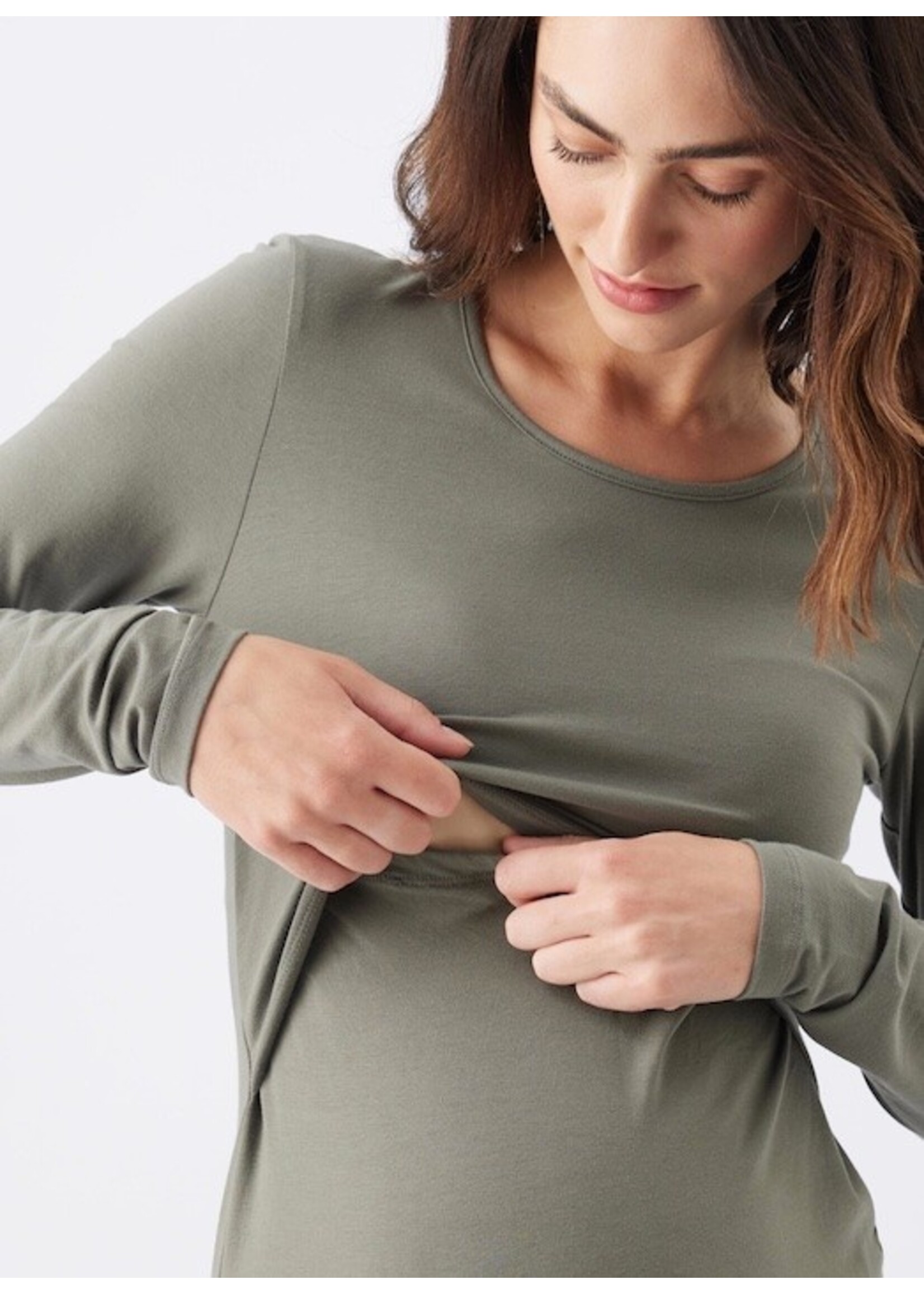 Ripe Maternity Ripe Maternity, Organic Cotton Maternity and Nursing Long  Sleeve Top || Moss
