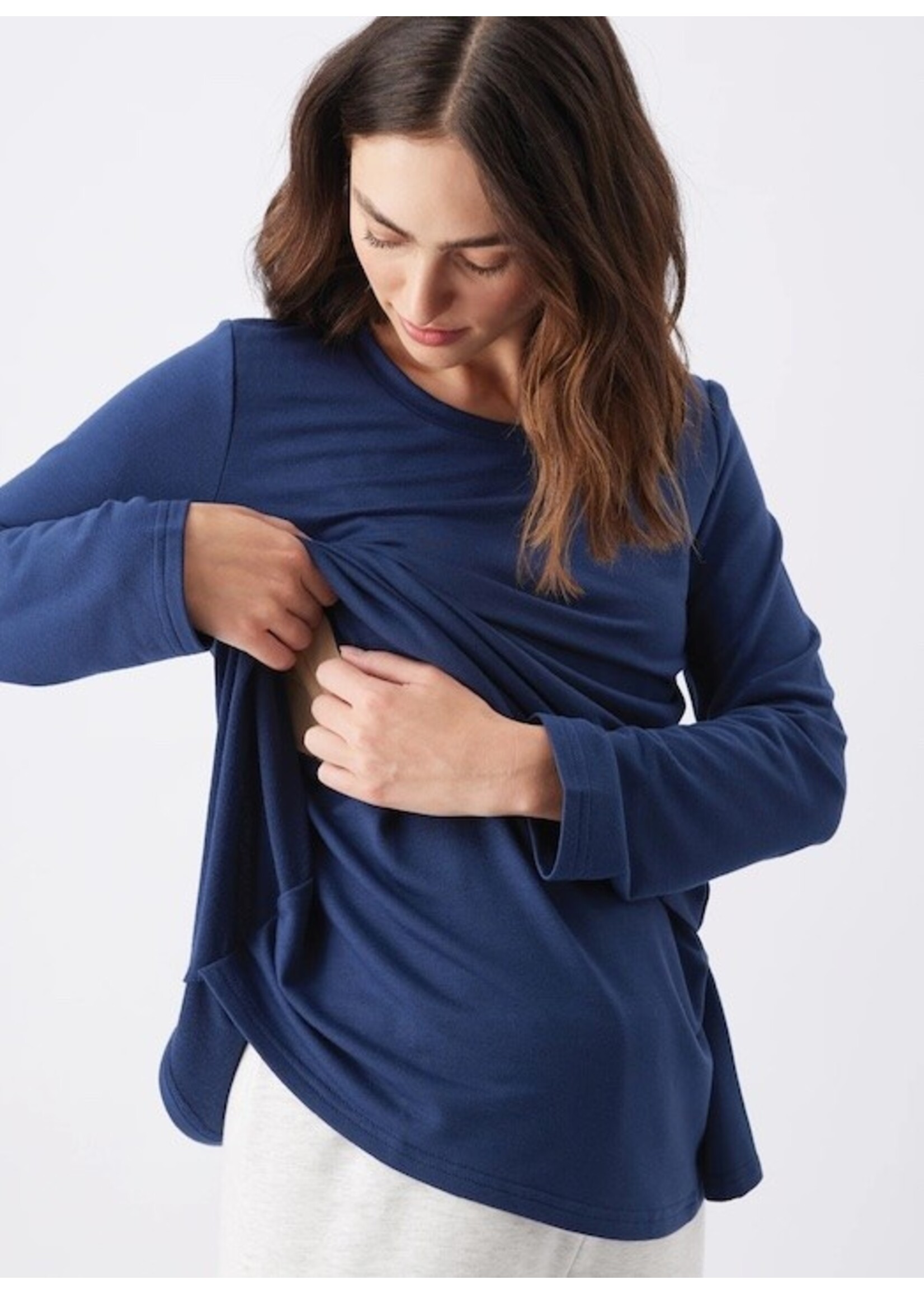 Ripe Maternity Ripe Maternity, Hailey  Long Sleeve Pregnancy and Nursing Top || Navy