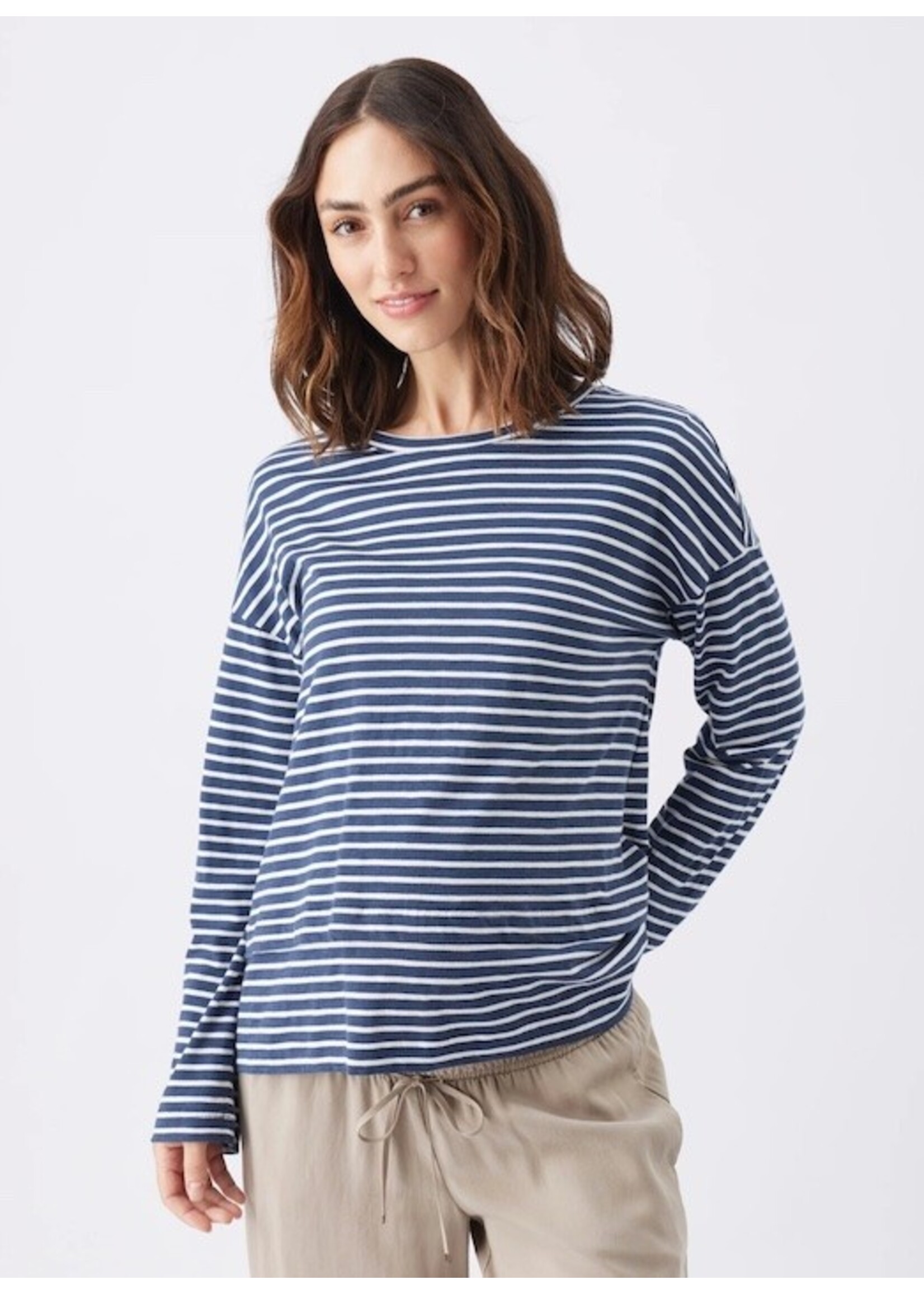 Ripe Maternity Ripe Maternity, Claudette Long Sleeve Nursing Top || Ink / White