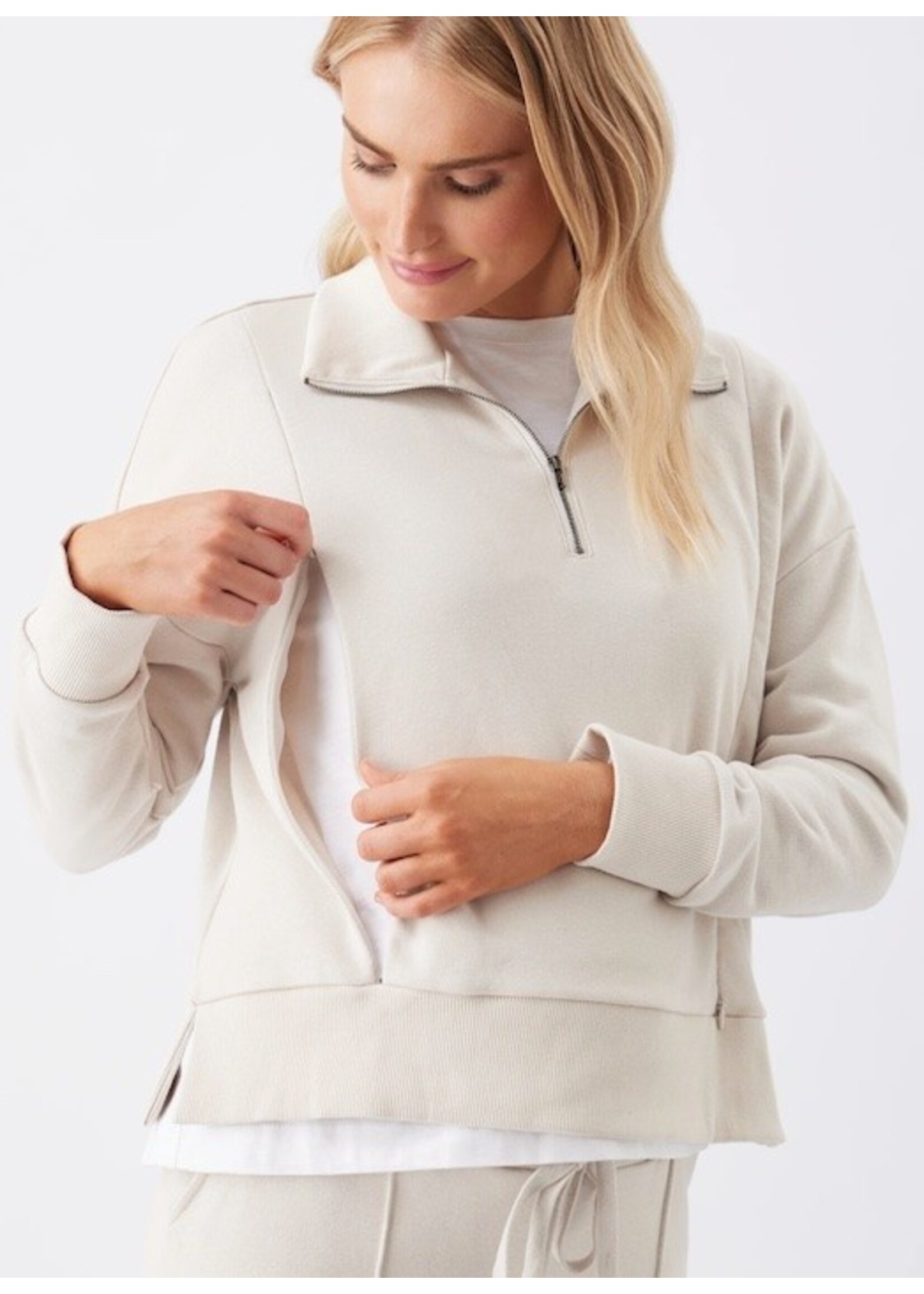 Ripe Maternity Ripe Maternity, Terry Nursing Maternity and Nursing Sweatshirt || Chalk