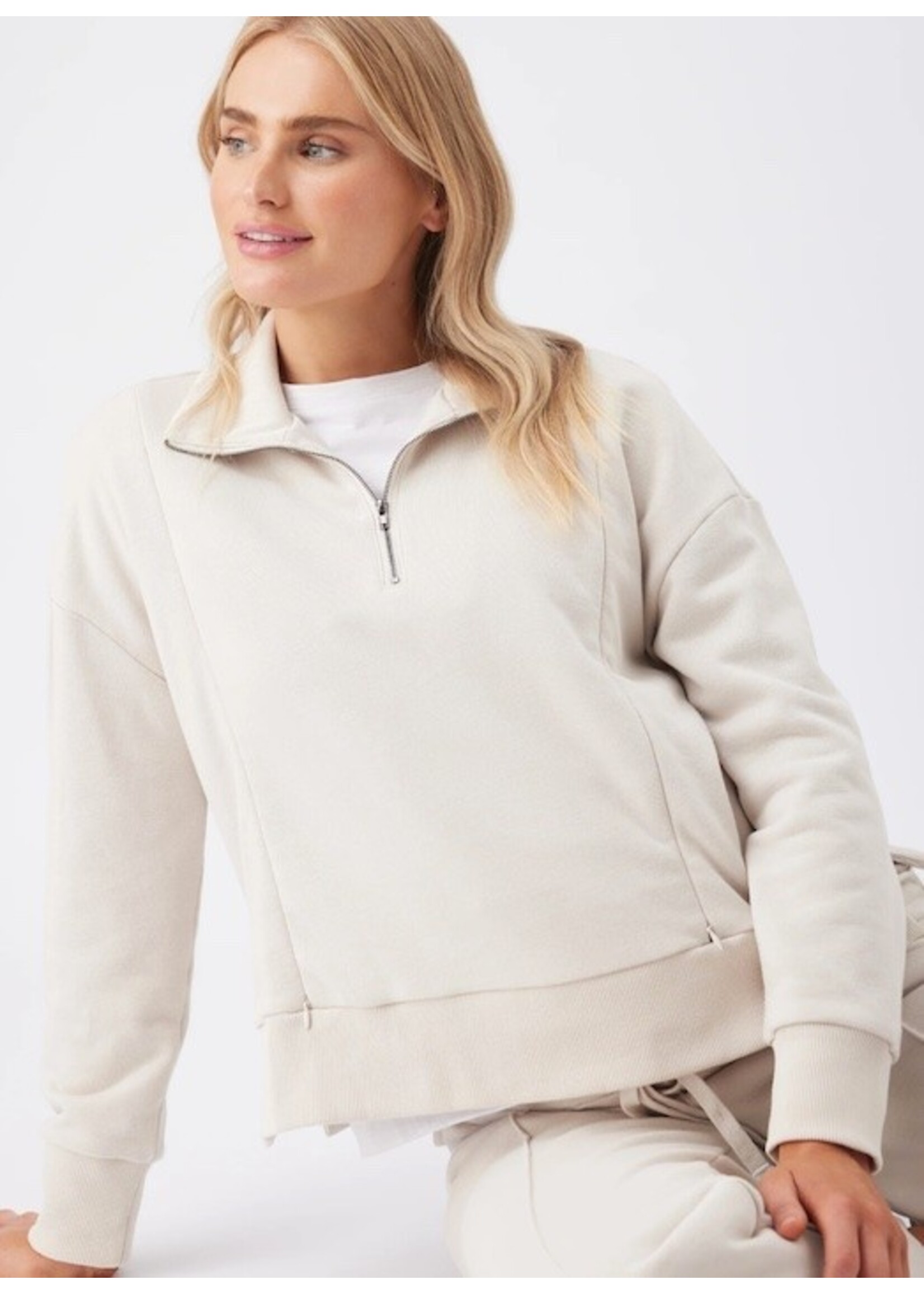Ripe Maternity Ripe Maternity, Terry Nursing Maternity and Nursing Sweatshirt || Chalk