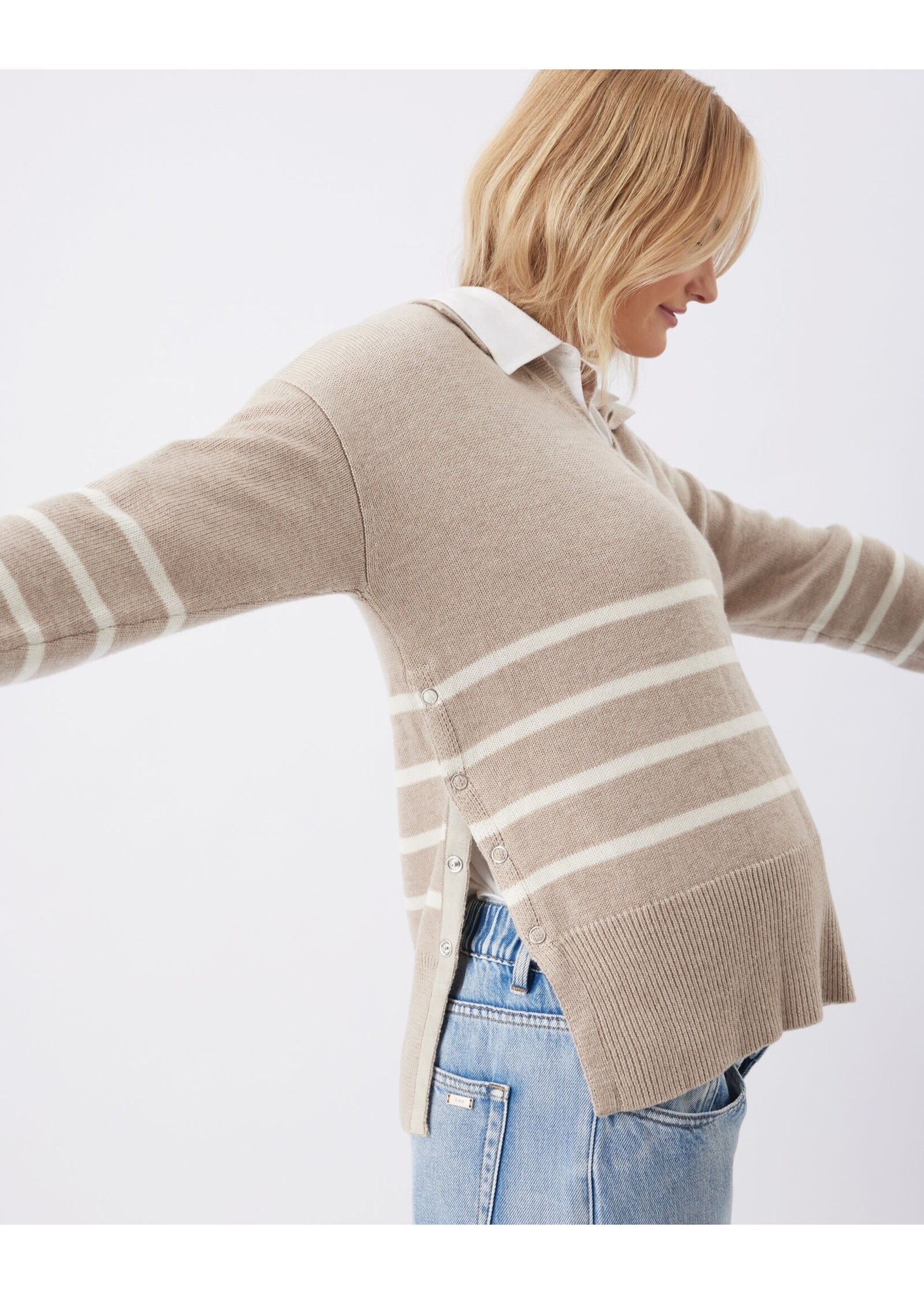 Ripe Maternity Ripe Maternity, Lori Maternity & Nursing Knit Sweater || Latte / Chalk