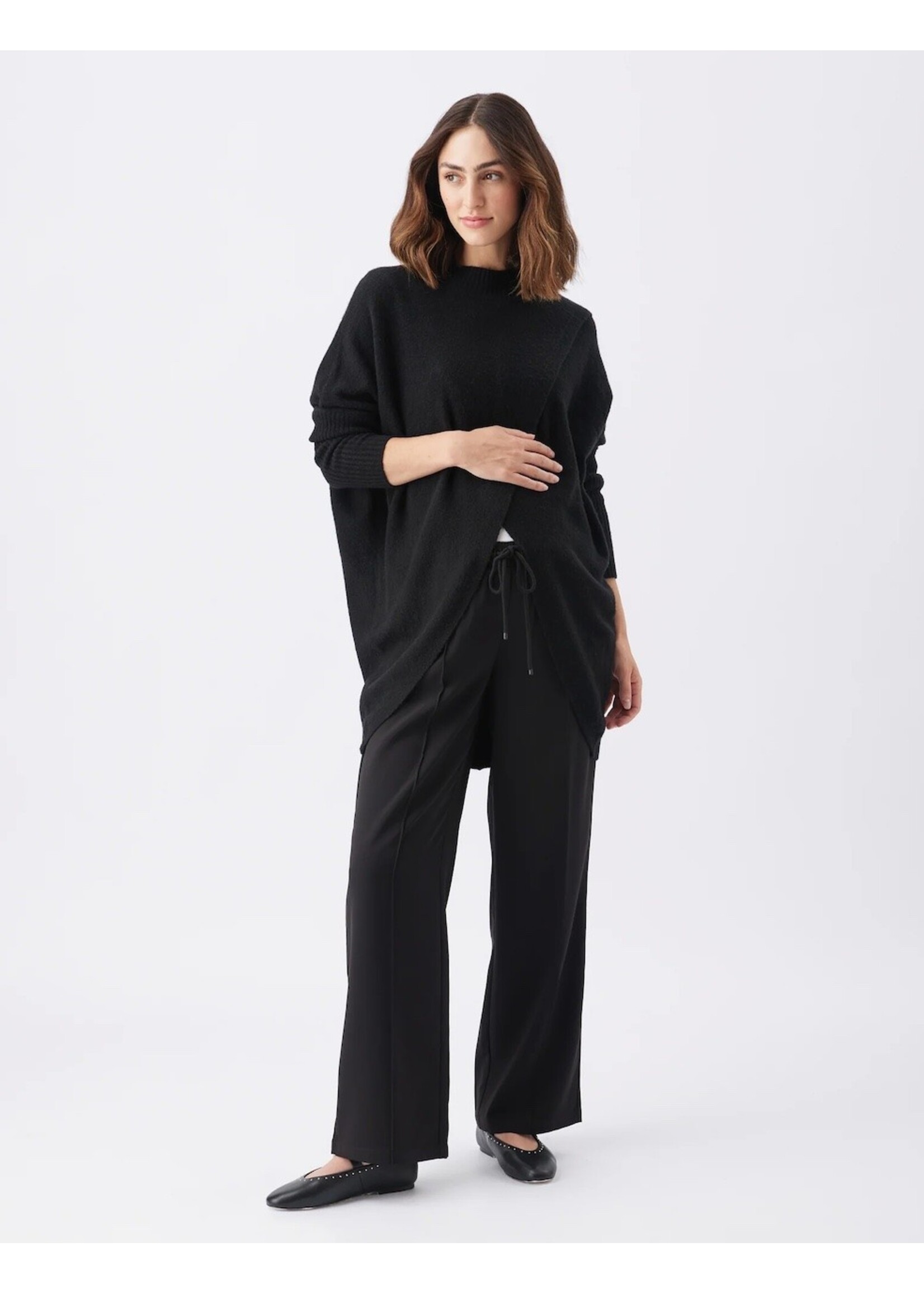Ripe Maternity Ripe Maternity, Hallie Cross Over Maternity & Nursing Knit Sweater || Black