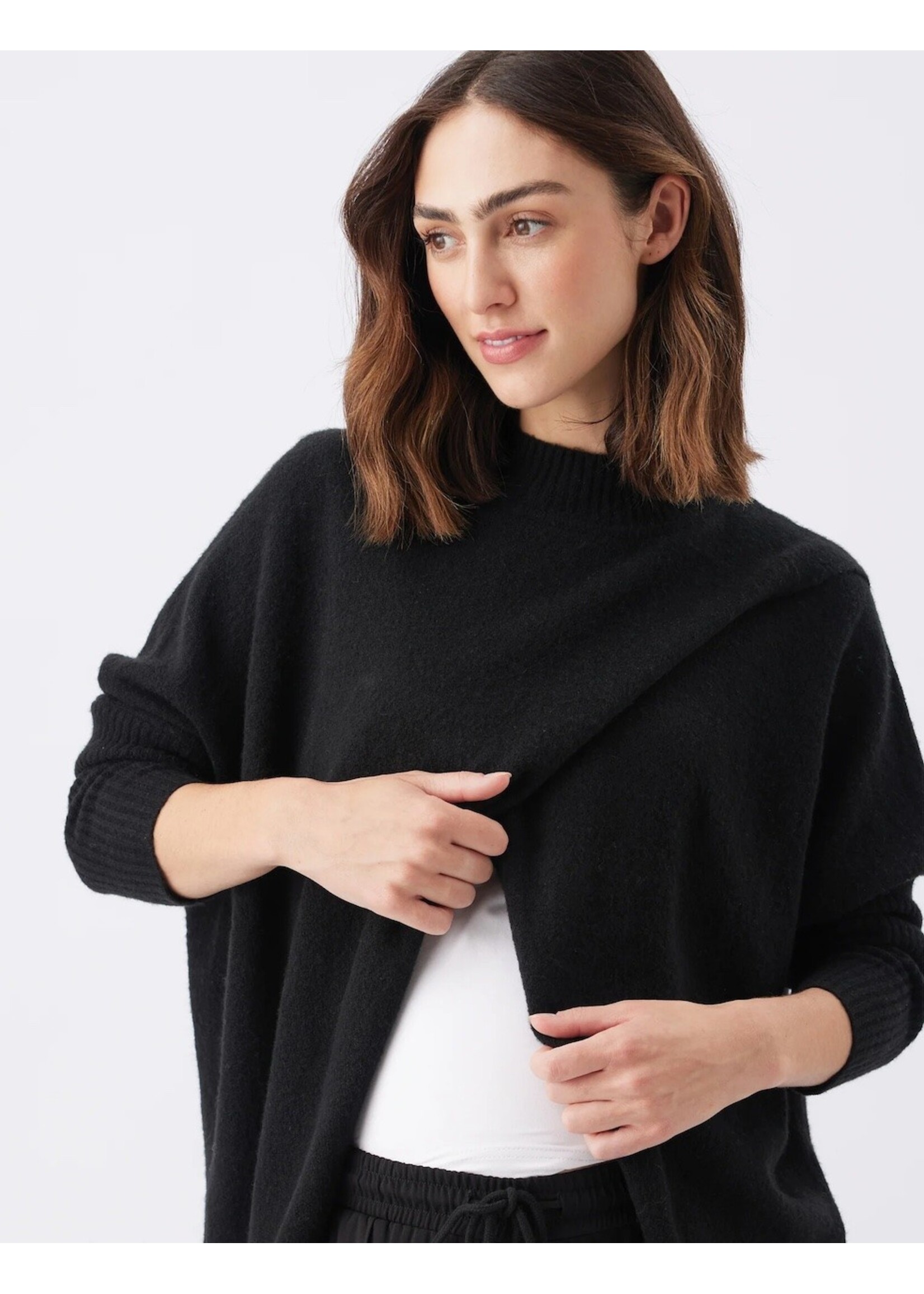 Ripe Maternity Ripe Maternity, Hallie Cross Over Maternity & Nursing Knit Sweater || Black