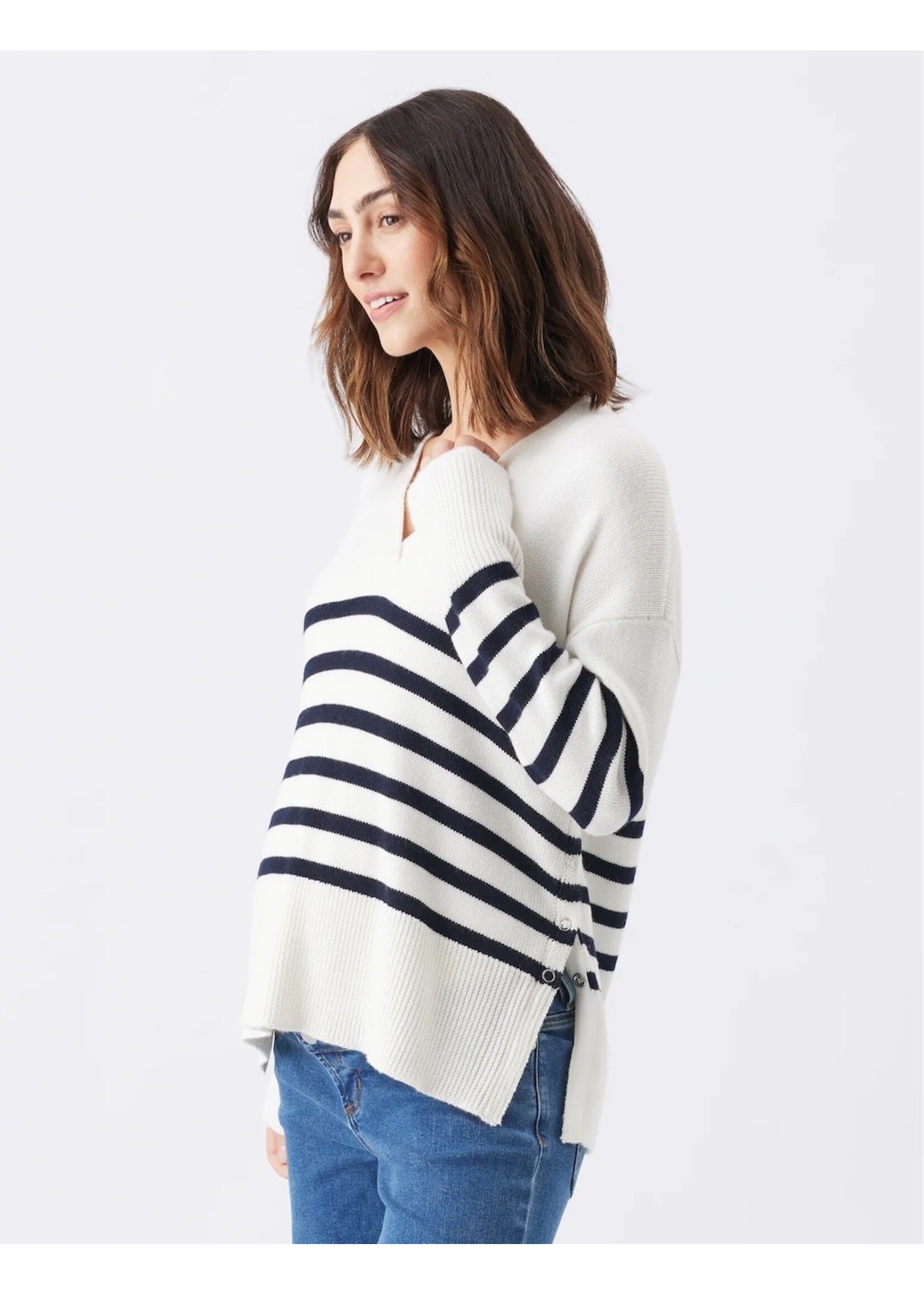 Ripe Maternity Ripe Maternity, Hanna Maternity & Nursing Knit Sweater || White / Navy