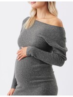 Ripe Maternity Ripe Maternity, Tobie Off Shoulder Knit Dress || Charcoal Marle