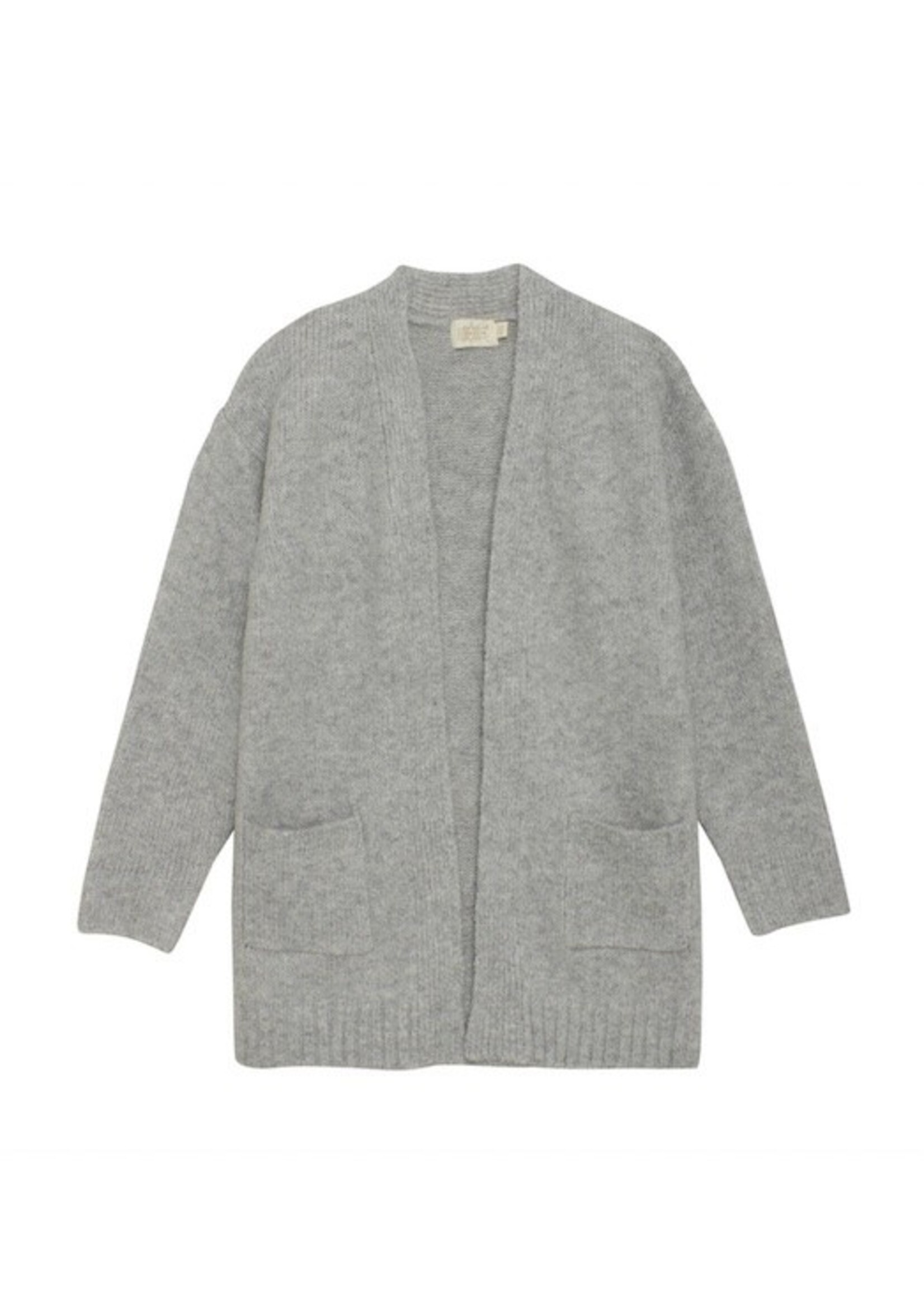 Creamie Creamie, Long Knit Cardigan || Light Grey Melange
