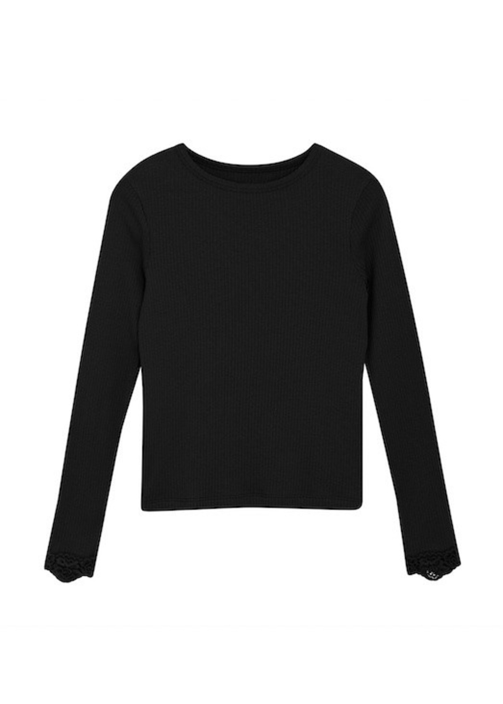 Creamie Creamie, Ribbed Long Sleeve t-shirt  || Black