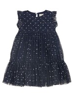 Creamie Creamie, Silver Hearts Mesh Tiered Dress || Black Iris