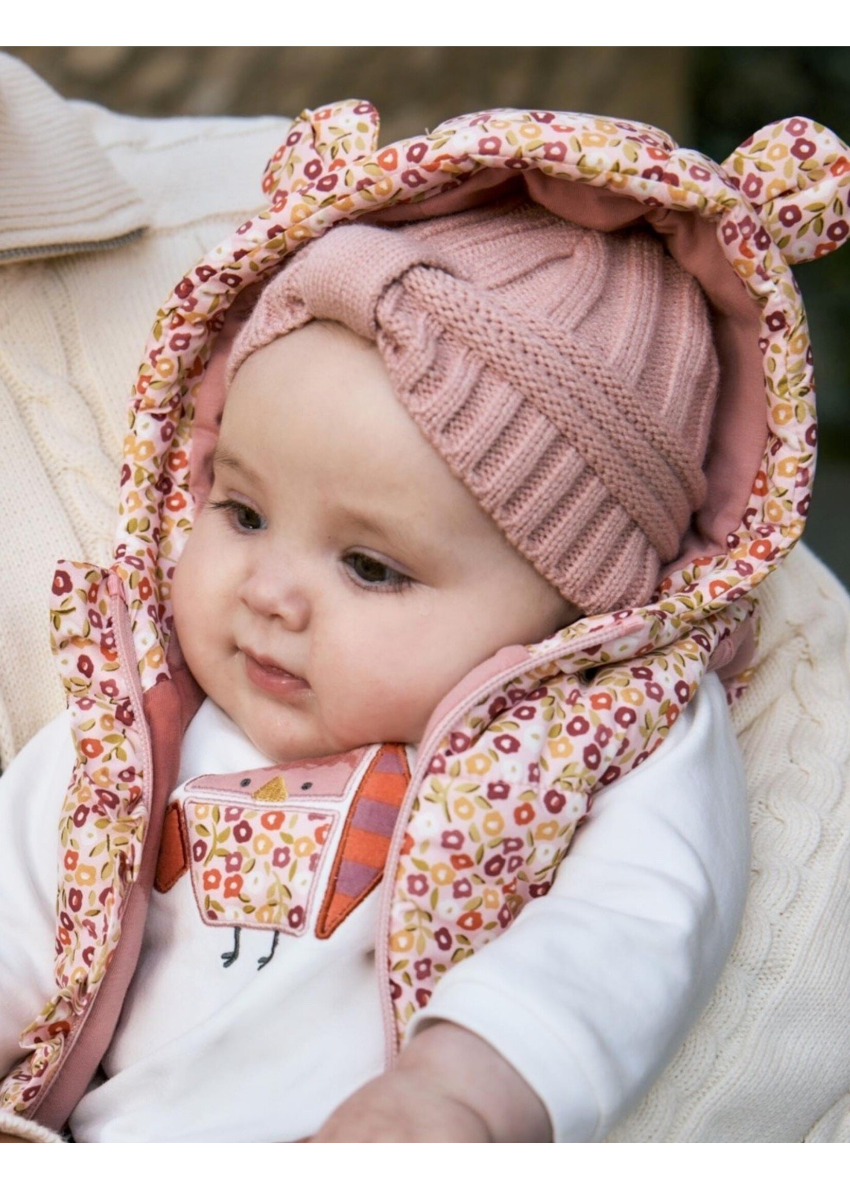Mayoral Mayoral, Newborn Hat and Mittens Set || Mellow Pink