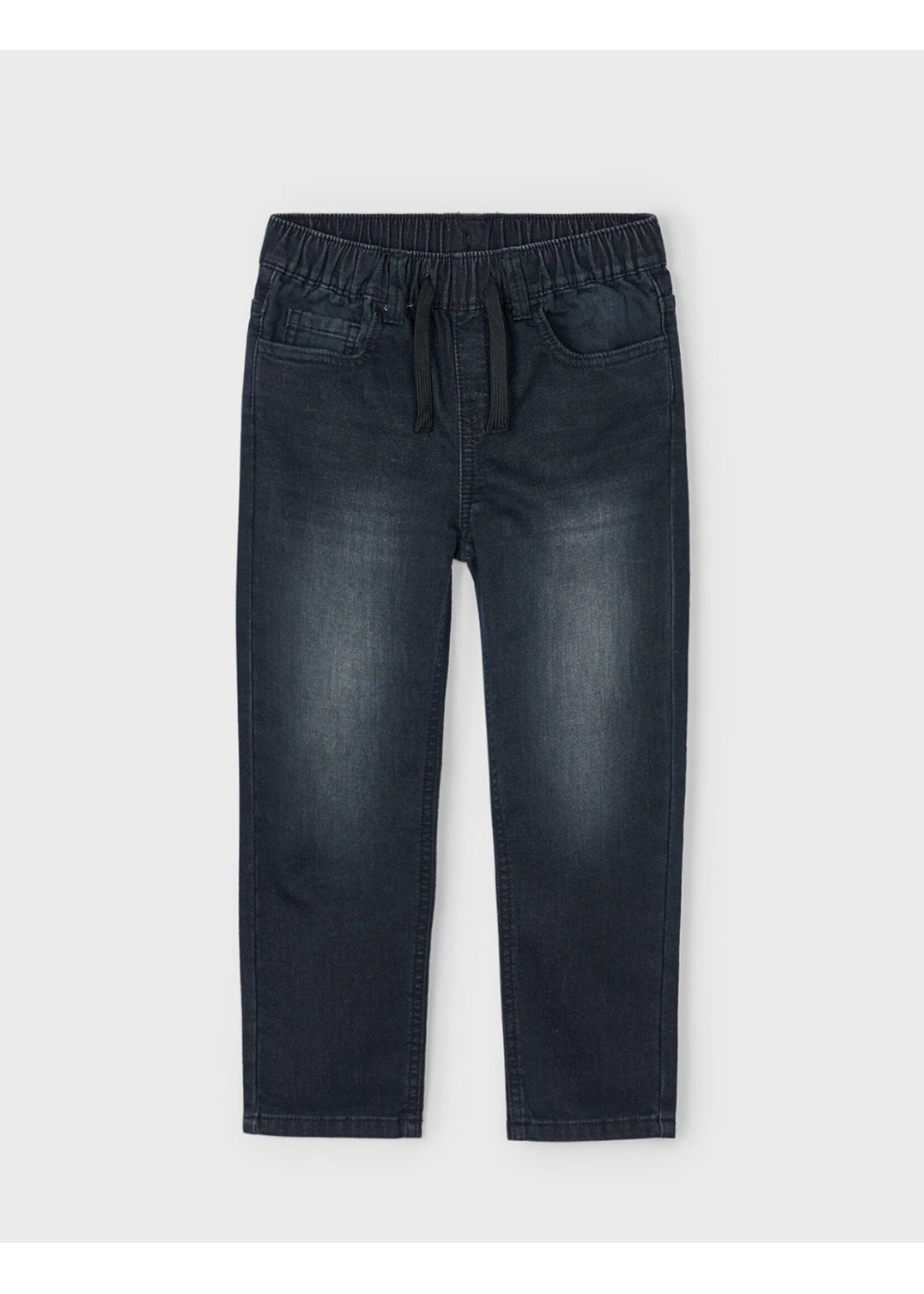 Mayoral Mayoral, Boy Jogger Jeans With Drawstring Waist || Black Denim