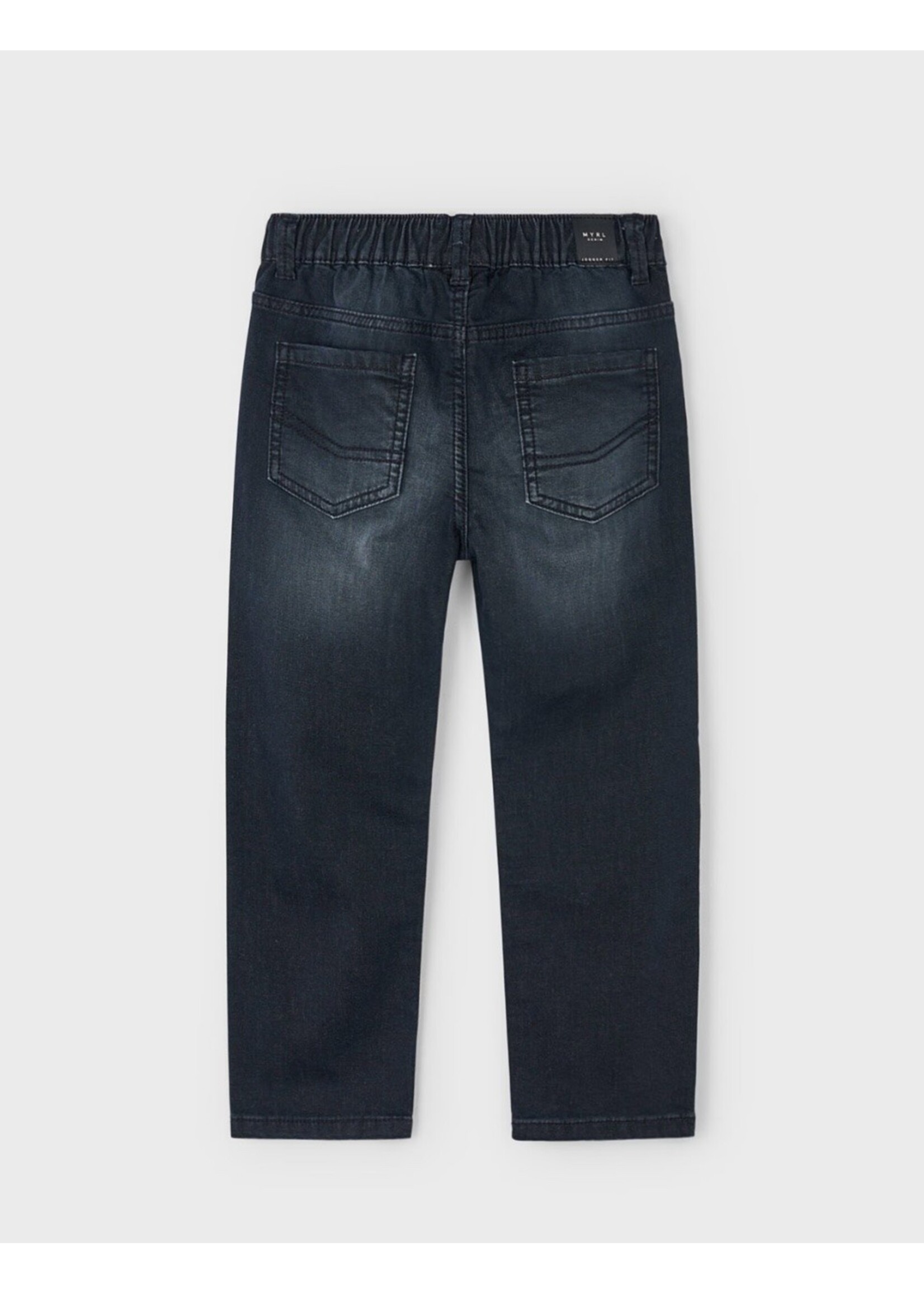 Mayoral Mayoral, Boy Jogger Jeans With Drawstring Waist || Black Denim