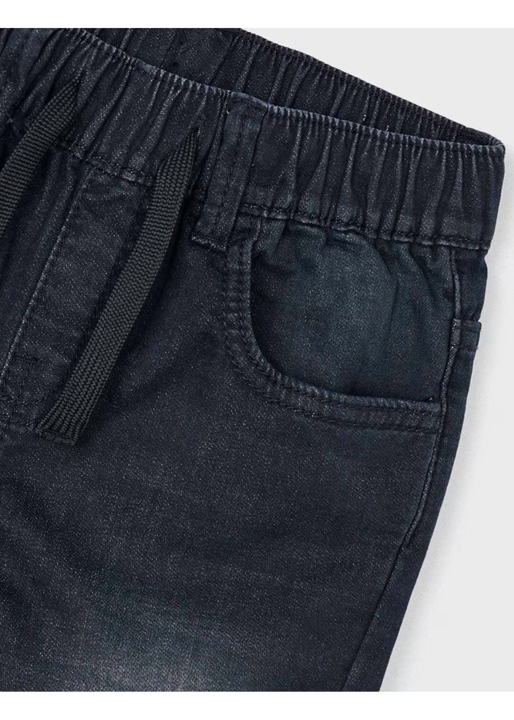 Mayoral Mayoral, Boy Jogger Jeans With Drawstring Waist || Black Denim