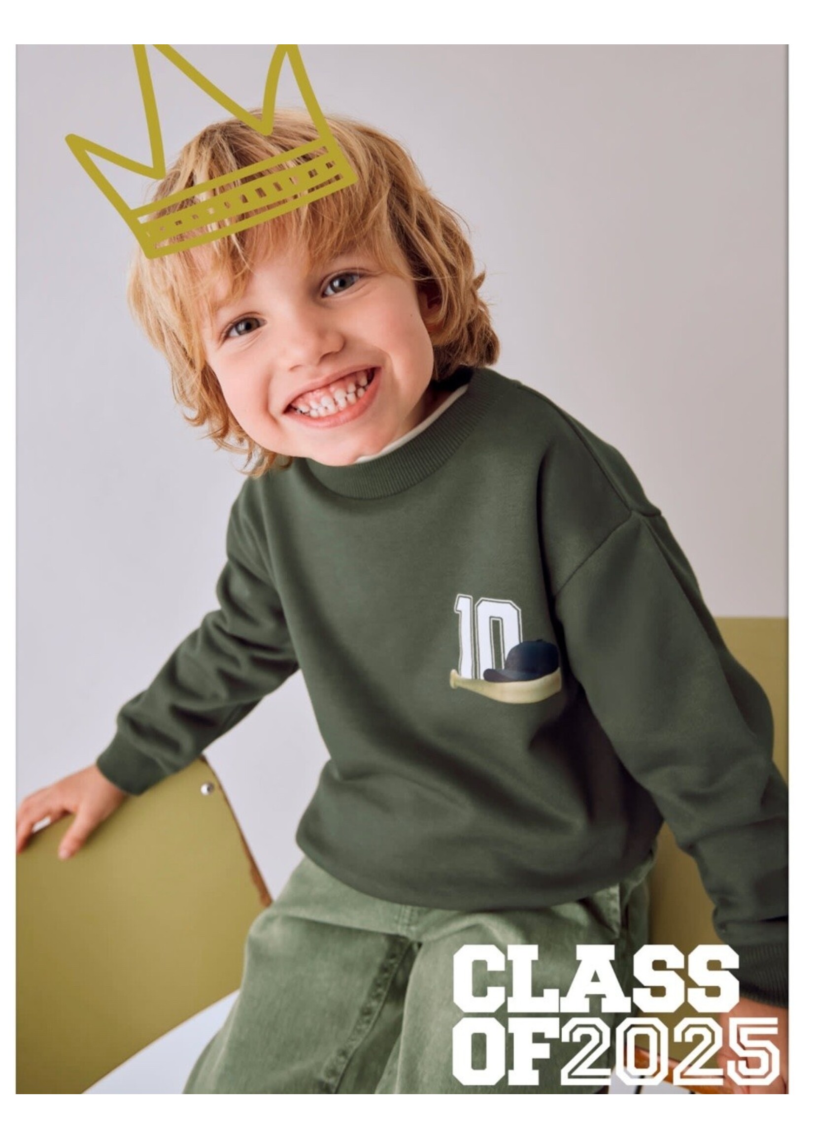 Mayoral Mayoral, Boy Baseball Print Sweatshirt || Olive