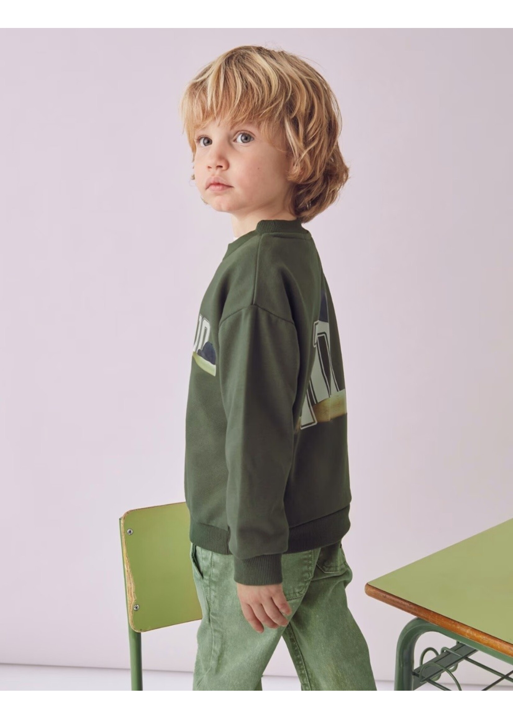 Mayoral Mayoral, Boy Baseball Print Sweatshirt || Olive