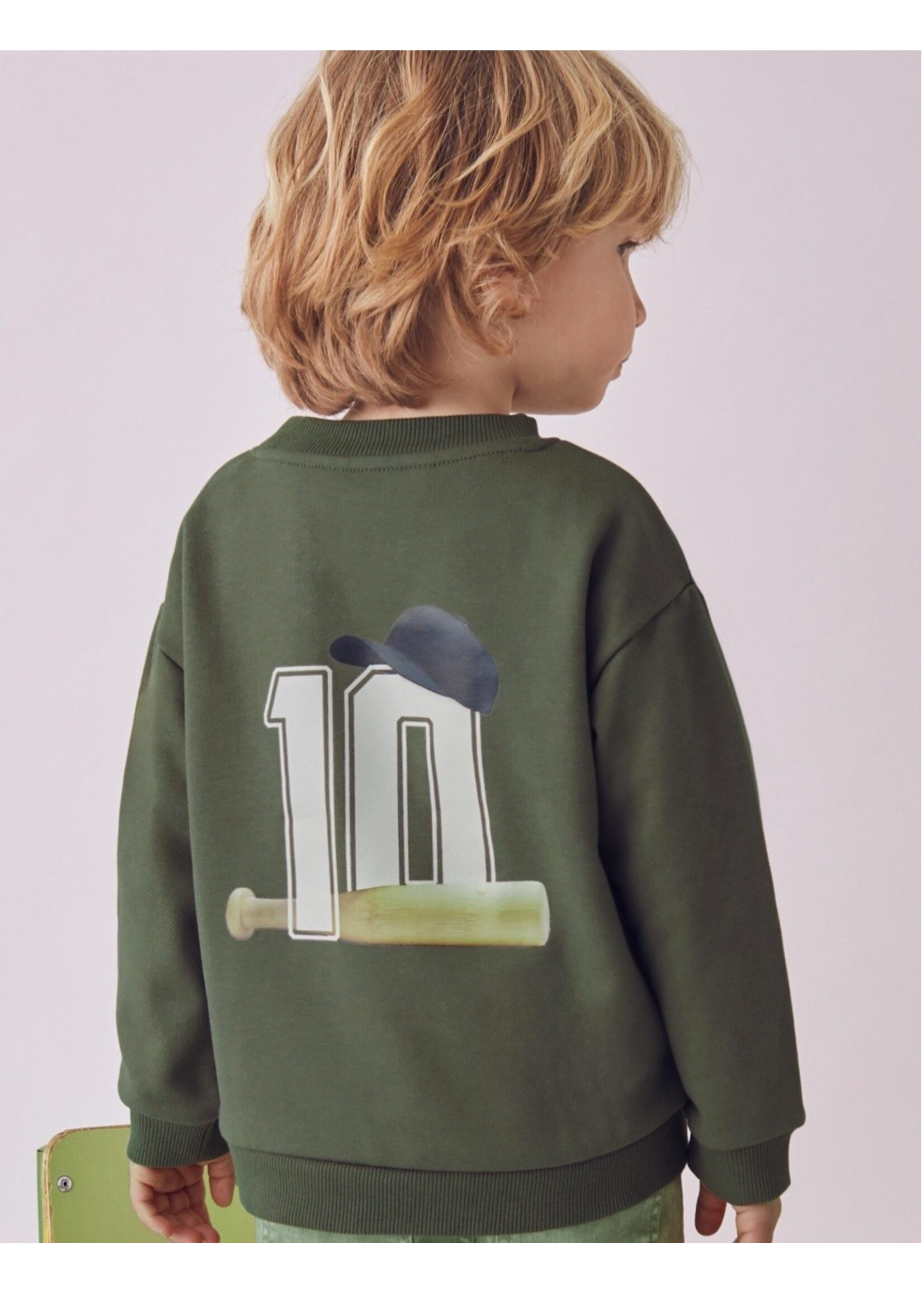 Mayoral Mayoral, Boy Baseball Print Sweatshirt || Olive