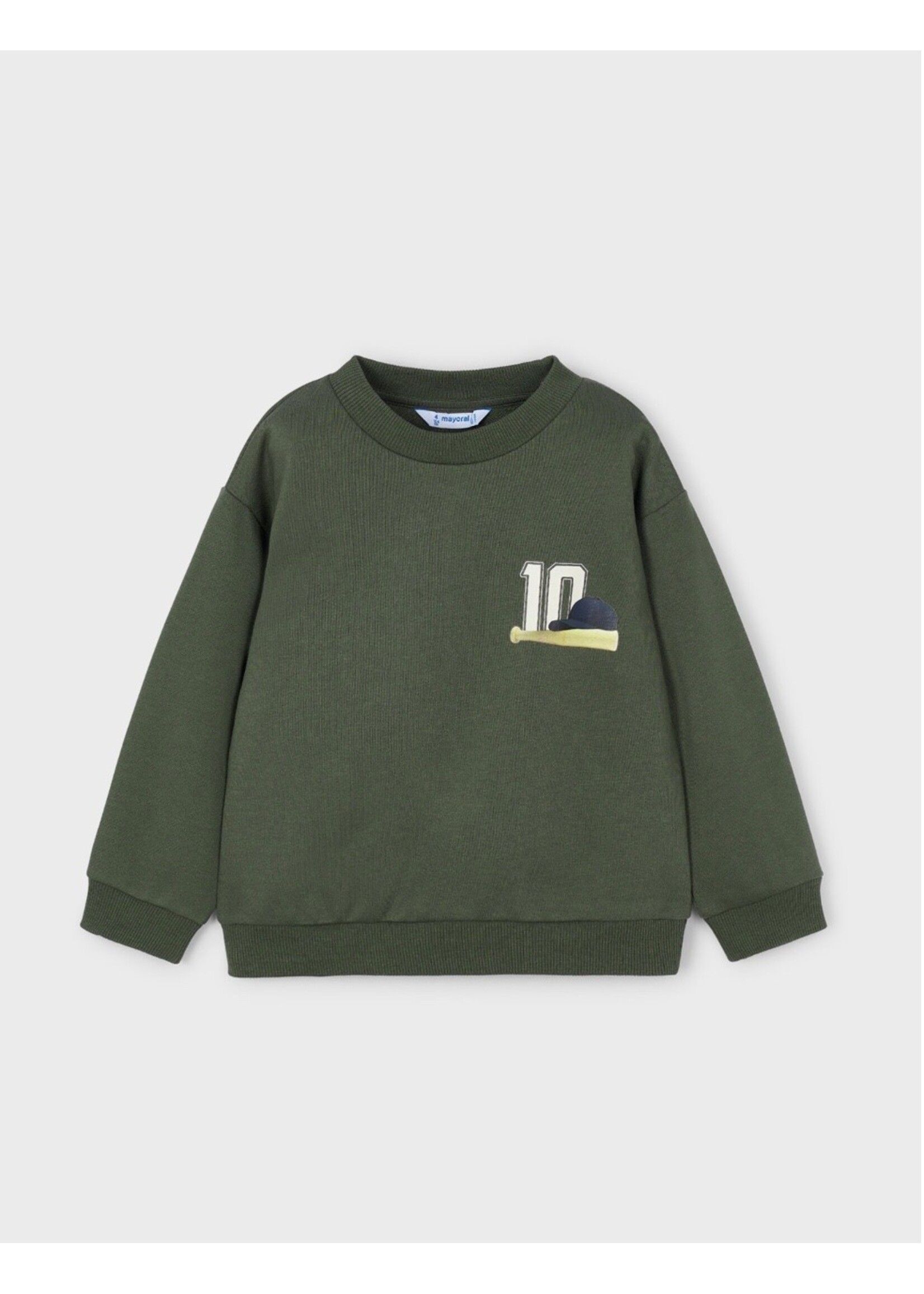 Mayoral Mayoral, Boy Baseball Print Sweatshirt || Olive