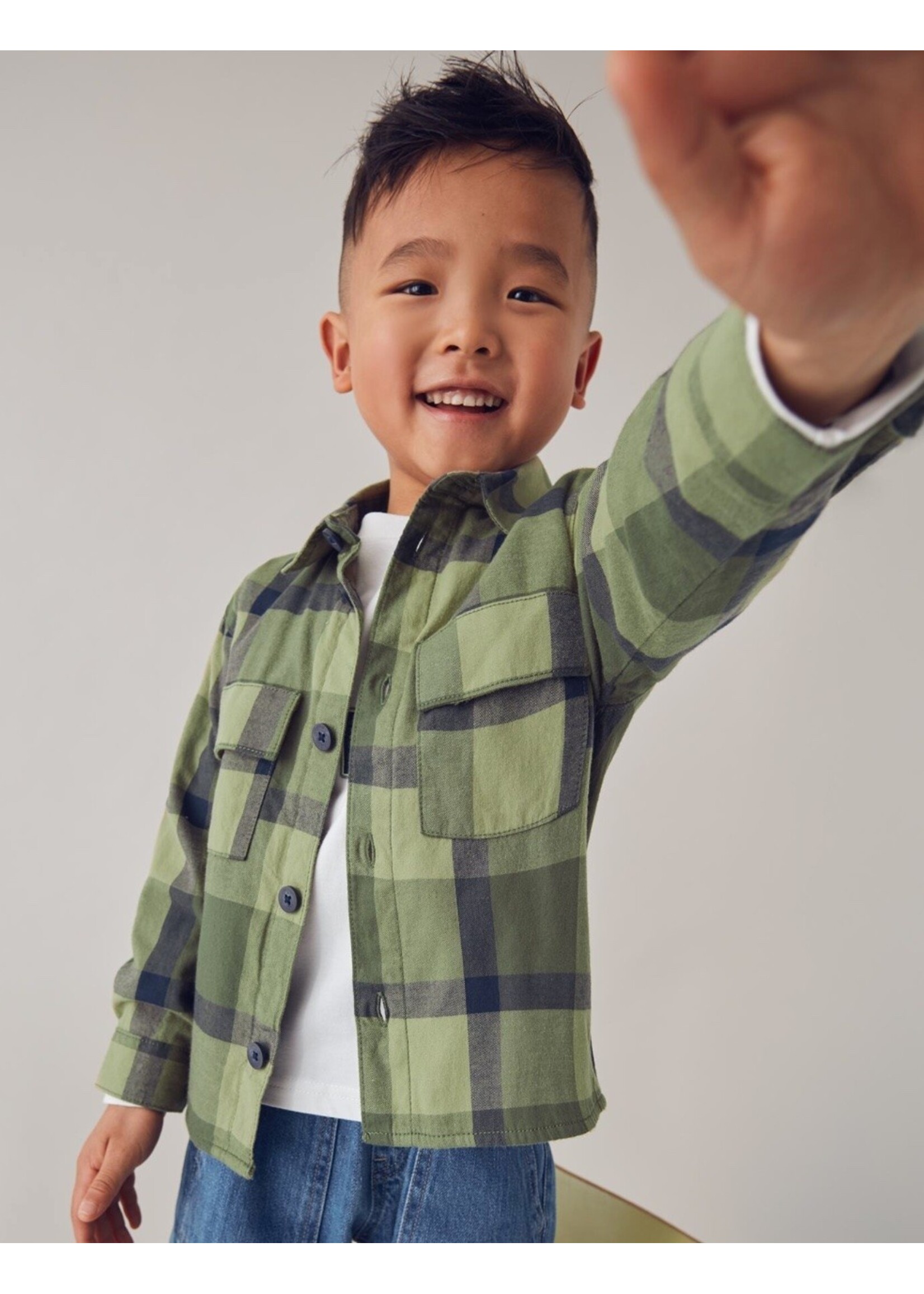 Mayoral Mayoral, Boy Plaid Overshirt || Olive