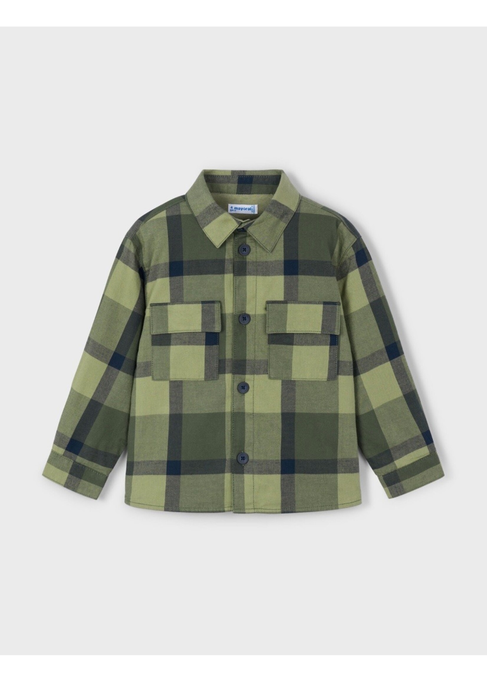 Mayoral Mayoral, Boy Plaid Overshirt || Olive