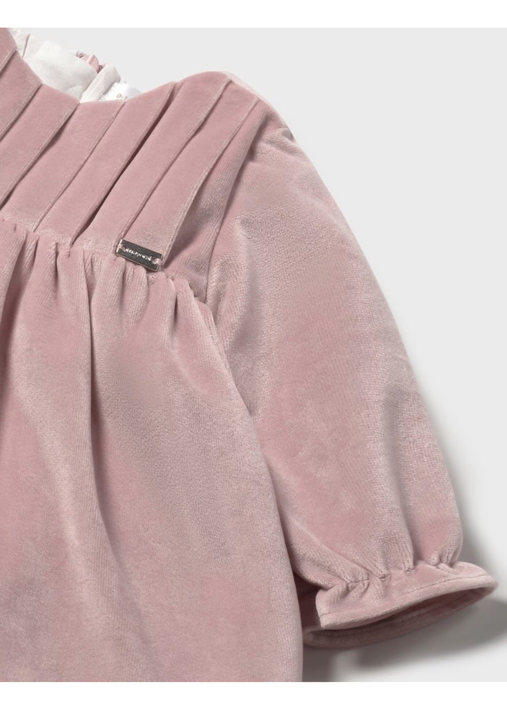 Mayoral Mayoral, Newborn Girl Velvet Dress || Petal Pink
