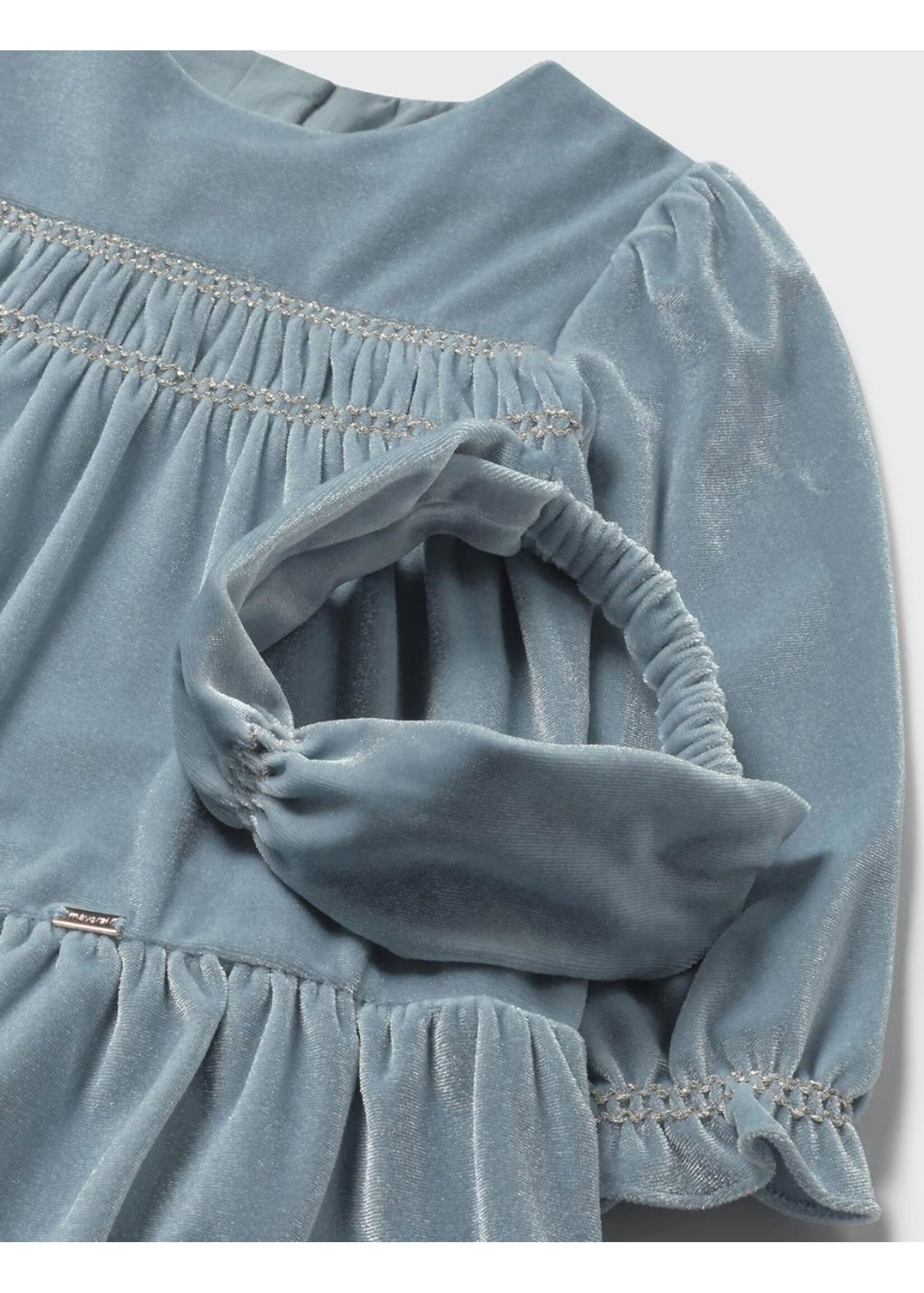 Mayoral Mayoral, Baby Velvet Dress with Headband || Blue Bell