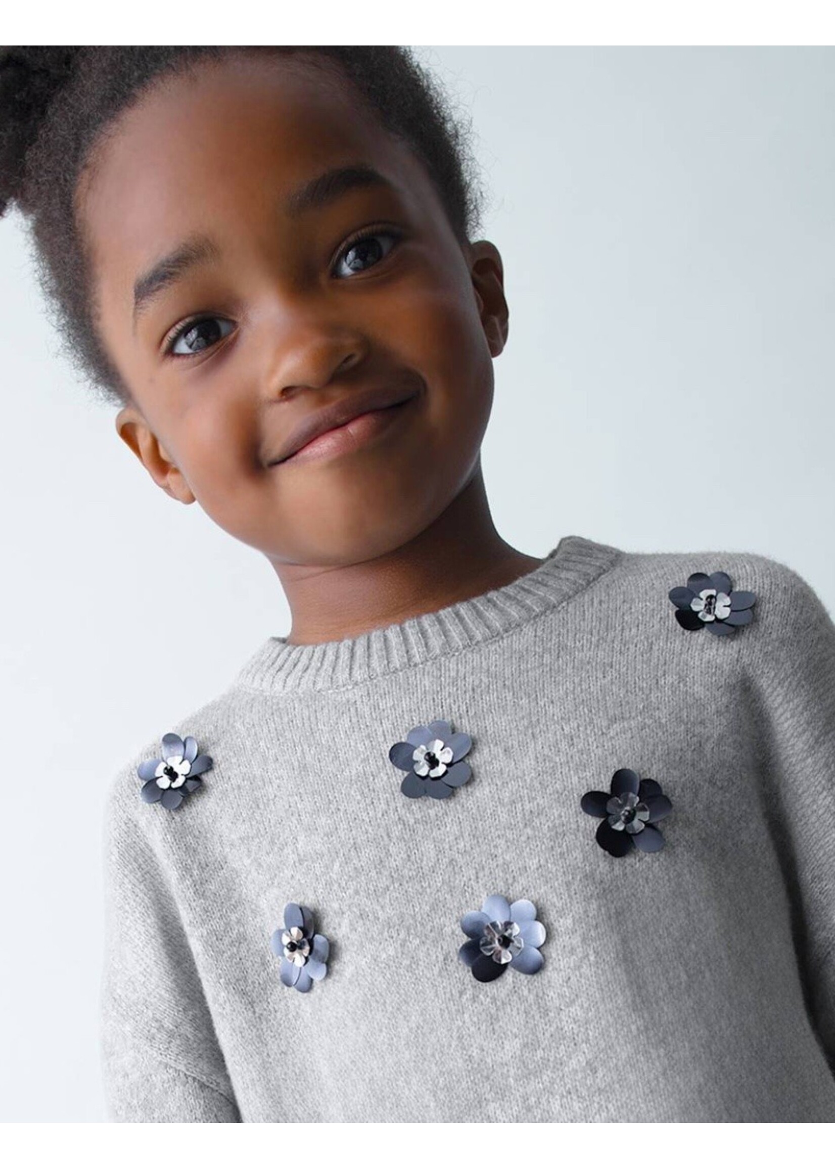 Mayoral Mayoral, Girl Tulle Knit Dress || Silver