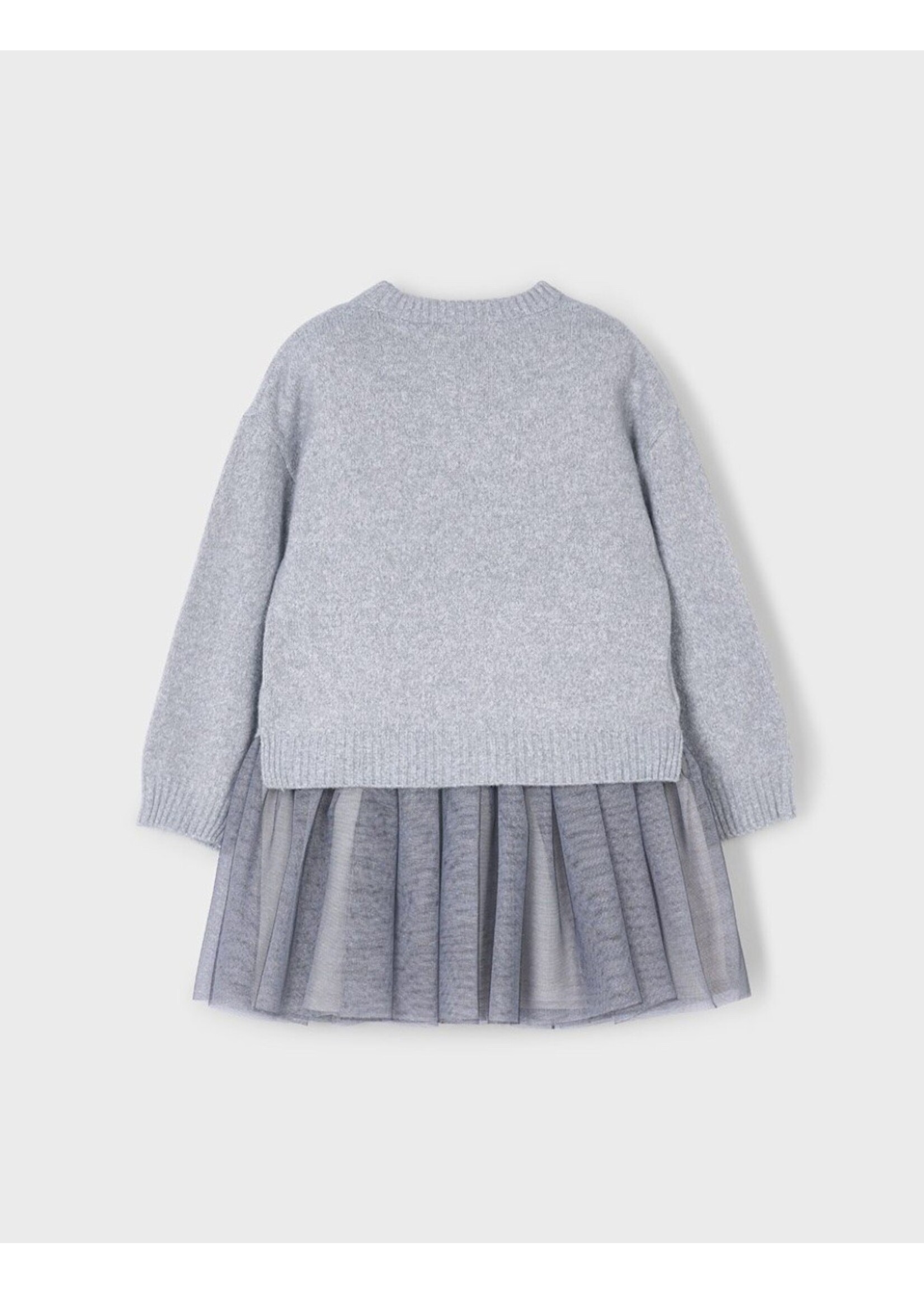 Mayoral Mayoral, Girl Tulle Knit Dress || Silver