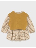 Mayoral Mayoral, Baby Dress with Faux Knit Vest || Honey Heather