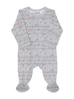 Coccoli Coccoli, Hockey Print Modal Zipper Footie || Grey