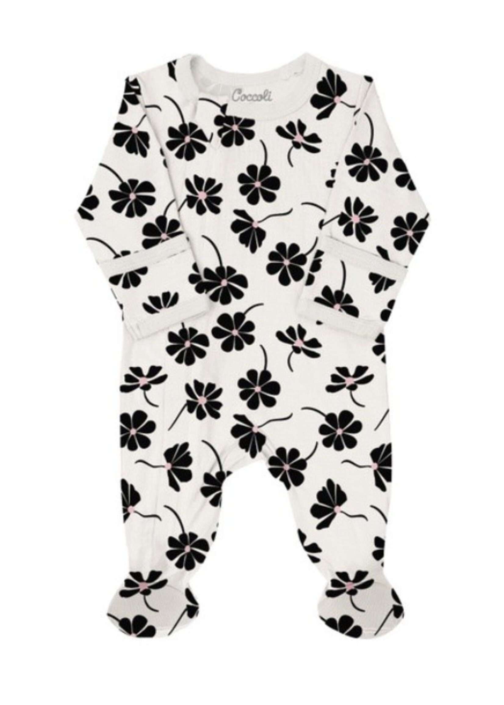 Coccoli Coccoli, Daisy Print Modal Zipper Footie || Beige