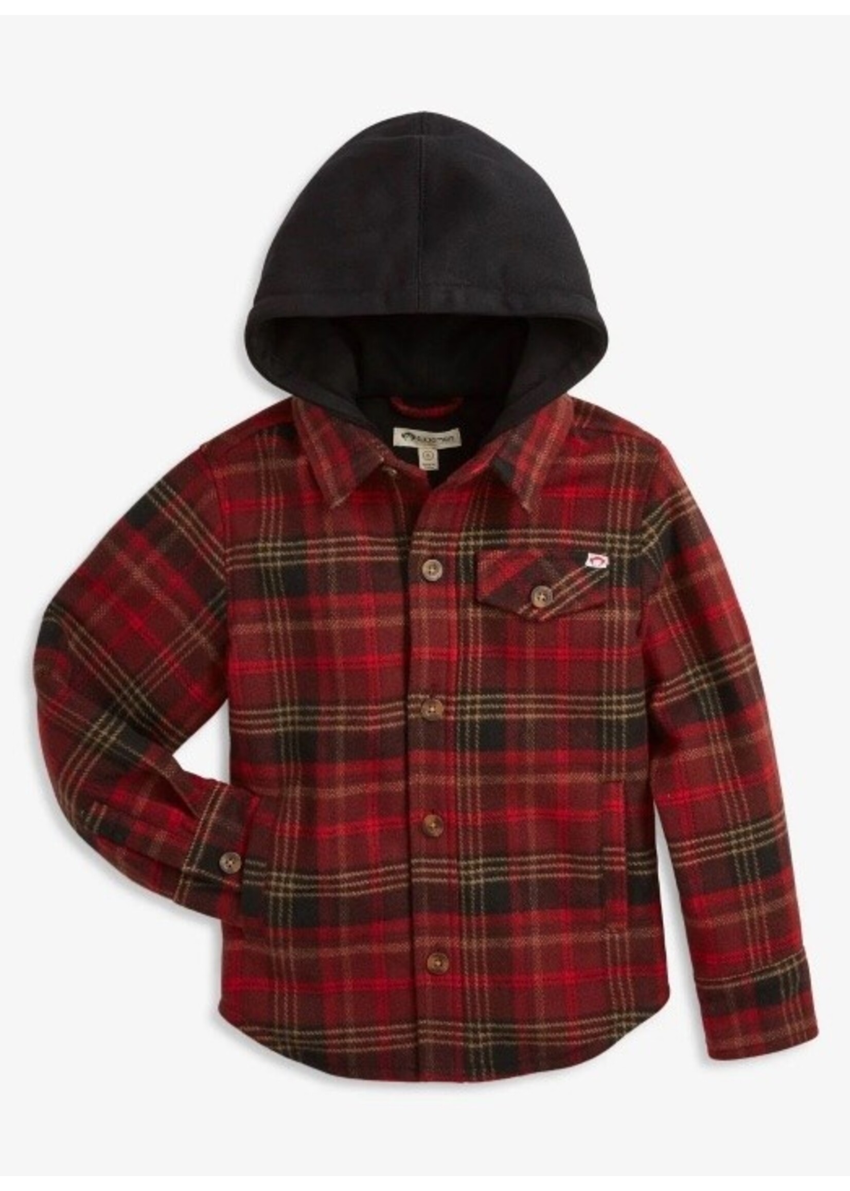 Appaman Appaman, Glen Hooded Shirt || Red & Black Plaid