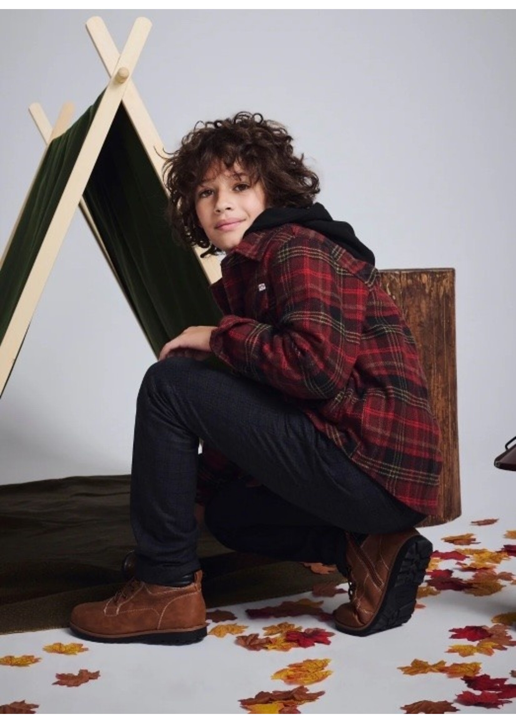 Appaman Appaman, Glen Hooded Shirt || Red & Black Plaid