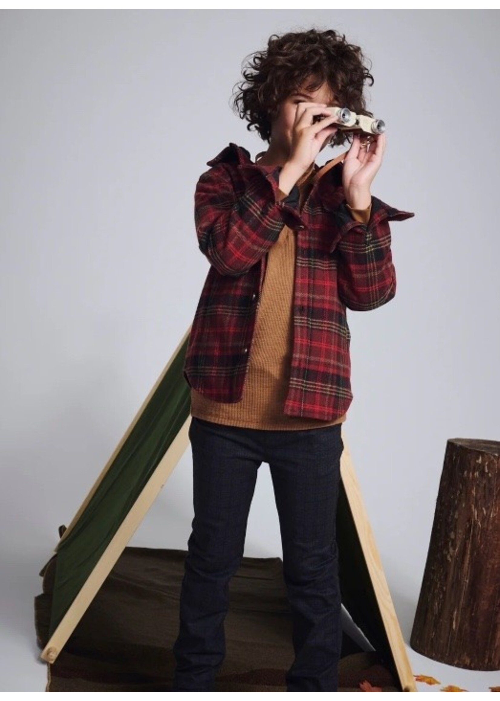 Appaman Appaman, Glen Hooded Shirt || Red & Black Plaid