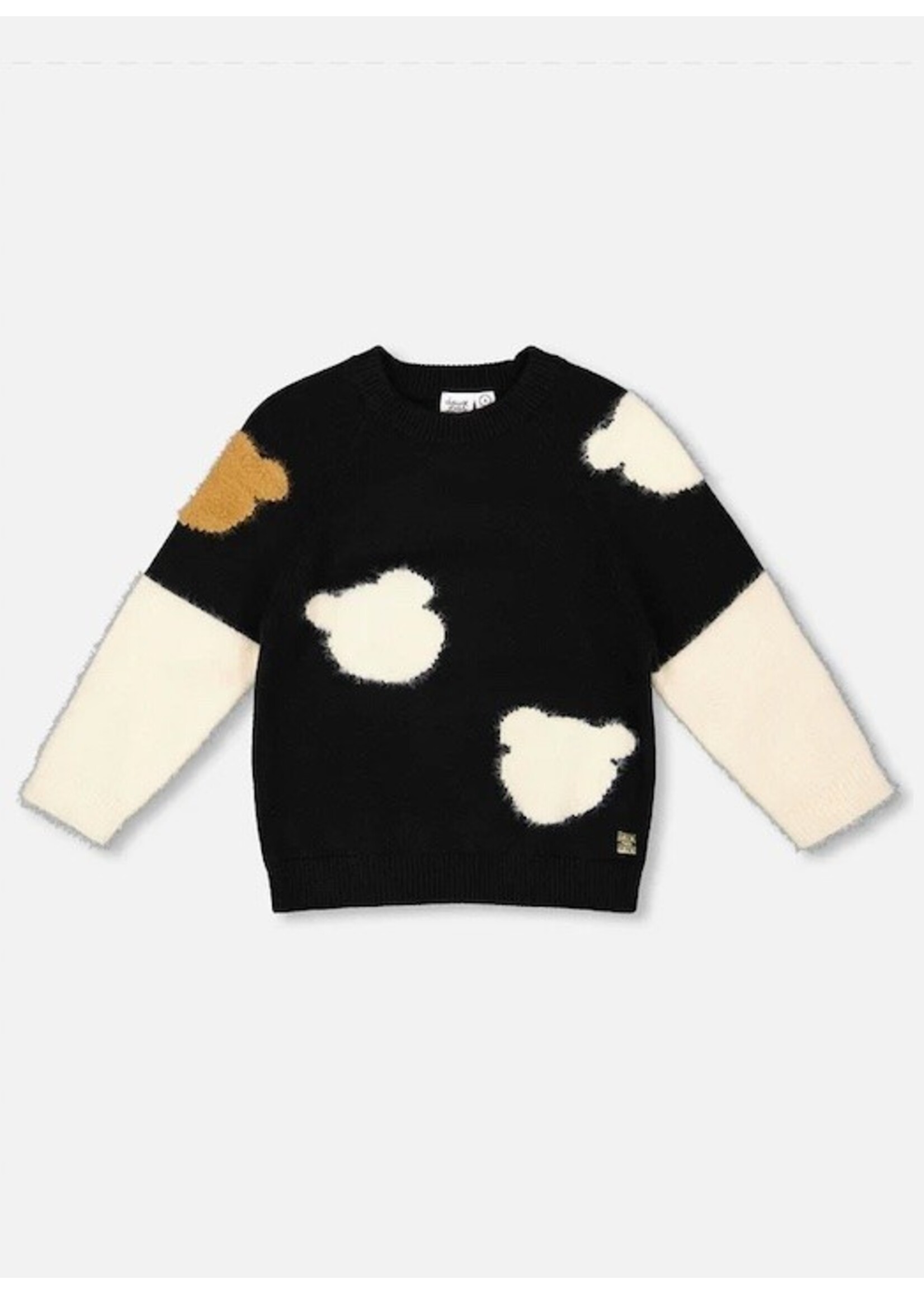 Deux Par Deux Deux Par Deux, Bear Intarsia Knitted Sweater || Black