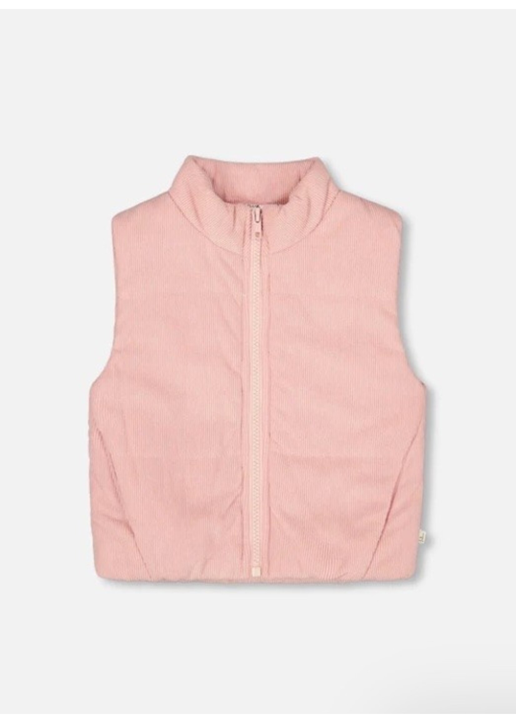 Deux Par Deux Deux Par Deux, Corduroy Puffy Sleeveless Vest || Dusty Pink