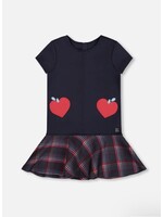 Deux Par Deux Deux Par Deux, Milano Dress With Plaid Flounce || Navy Blue