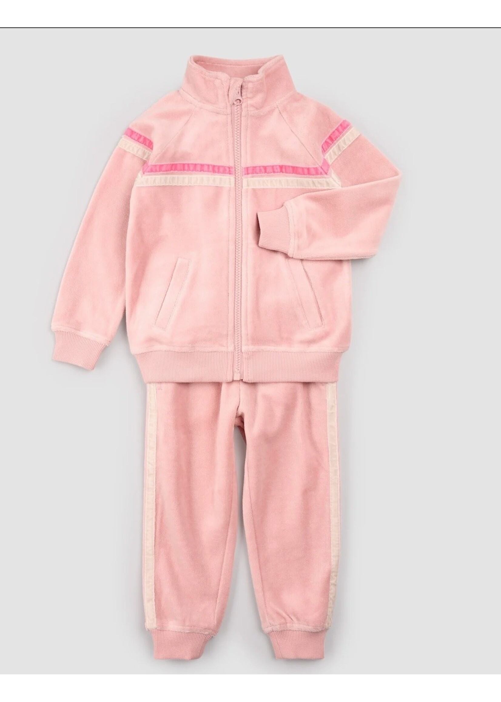 Miles the Label Miles the Label, Retro Stripe Velour Tracksuit || Miles Pink