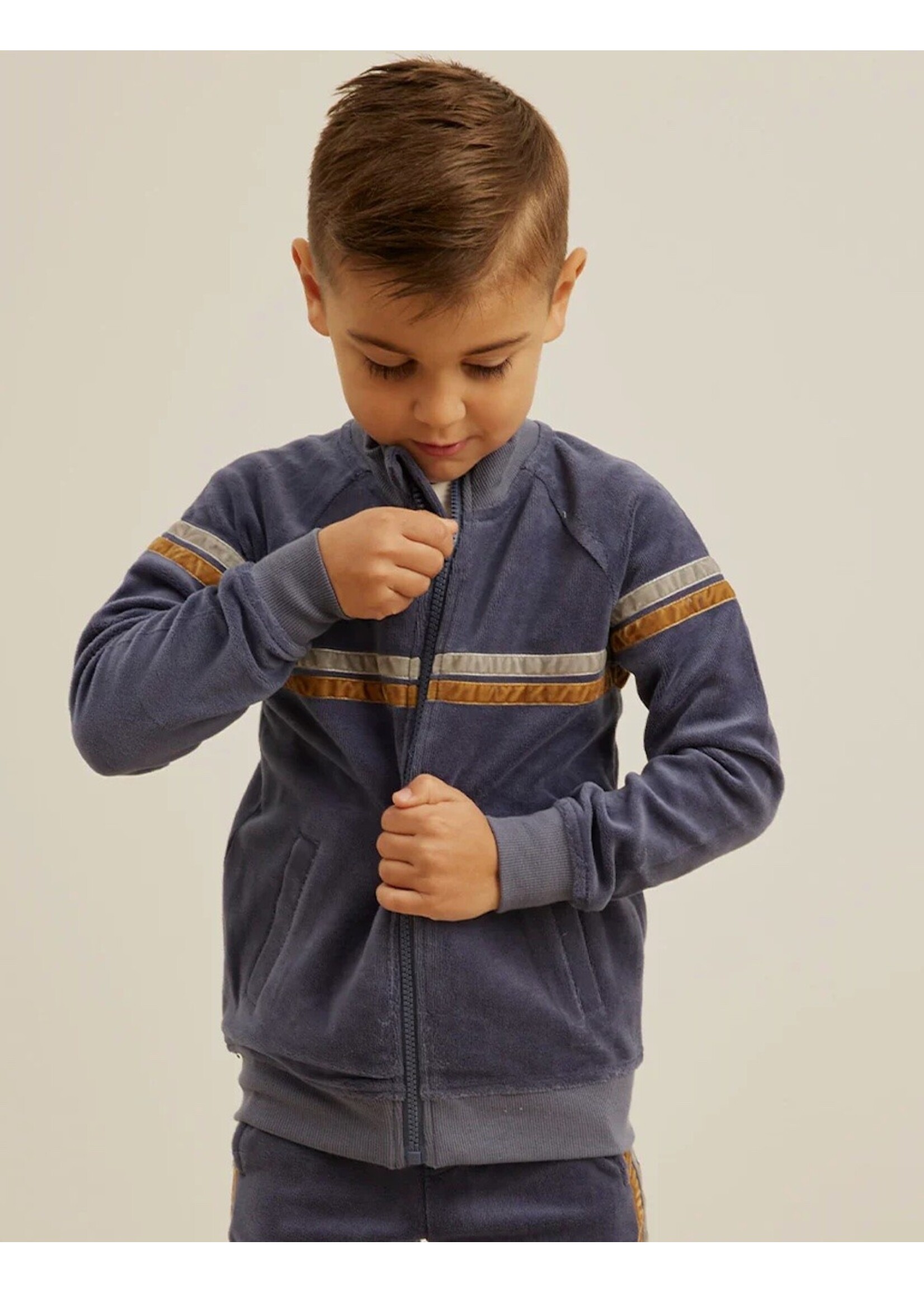 Miles the Label Miles The Label, Retro Stripe Velour Track Jacket || Miles Blue