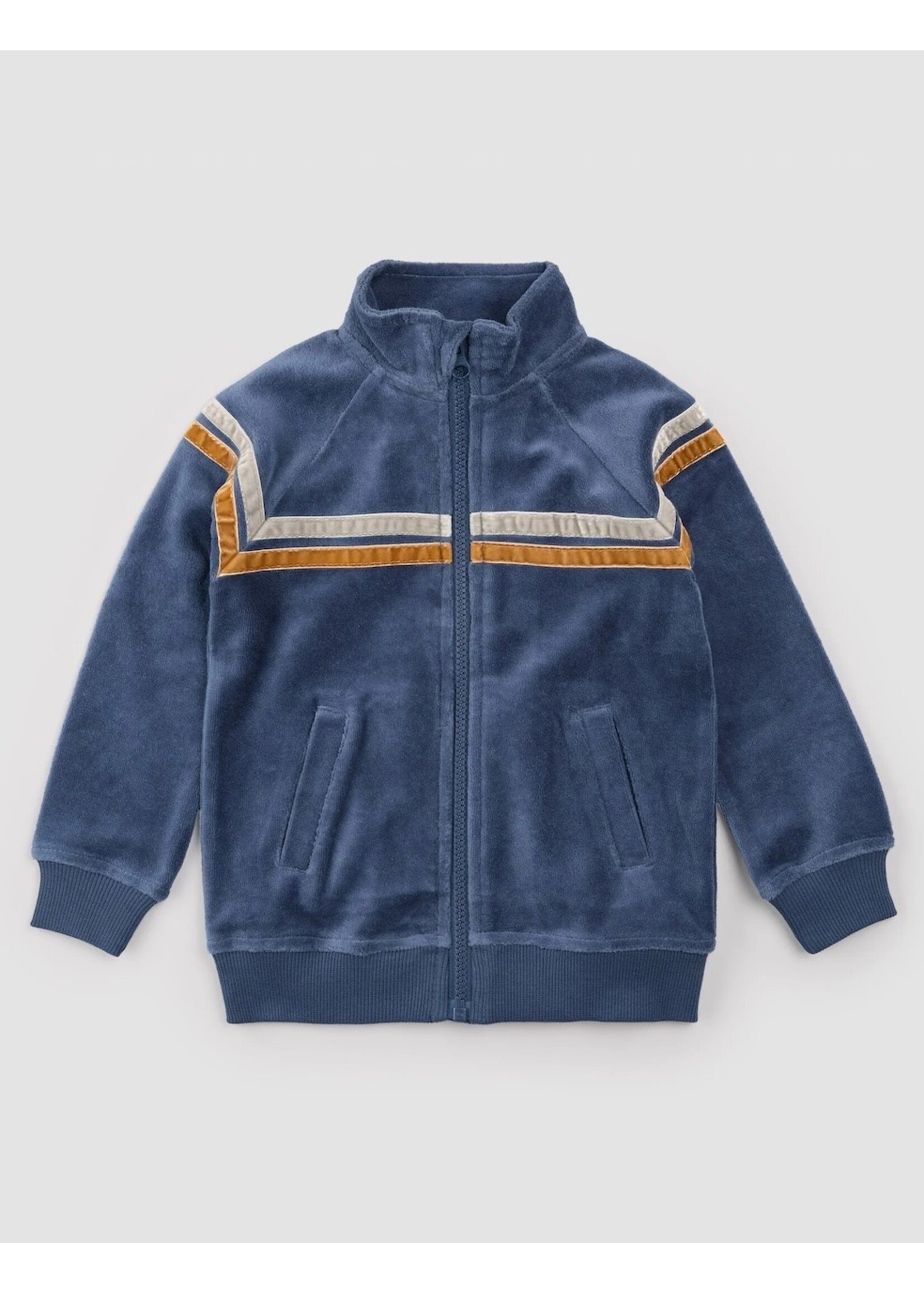 Miles the Label Miles The Label, Retro Stripe Velour Track Jacket || Miles Blue