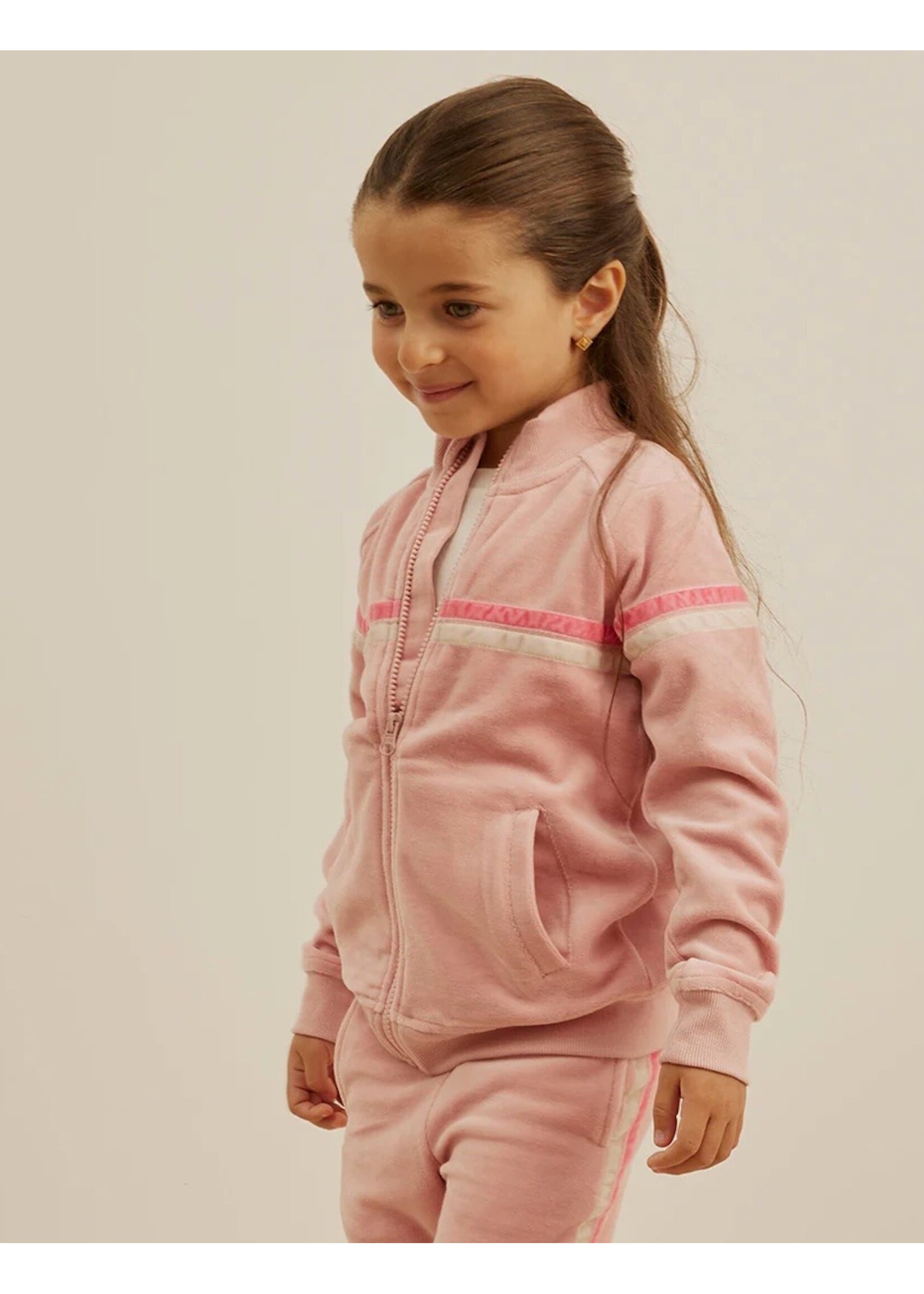 Miles the Label Miles The Label, Retro Stripe Velour Track Jacket || Miles Pink