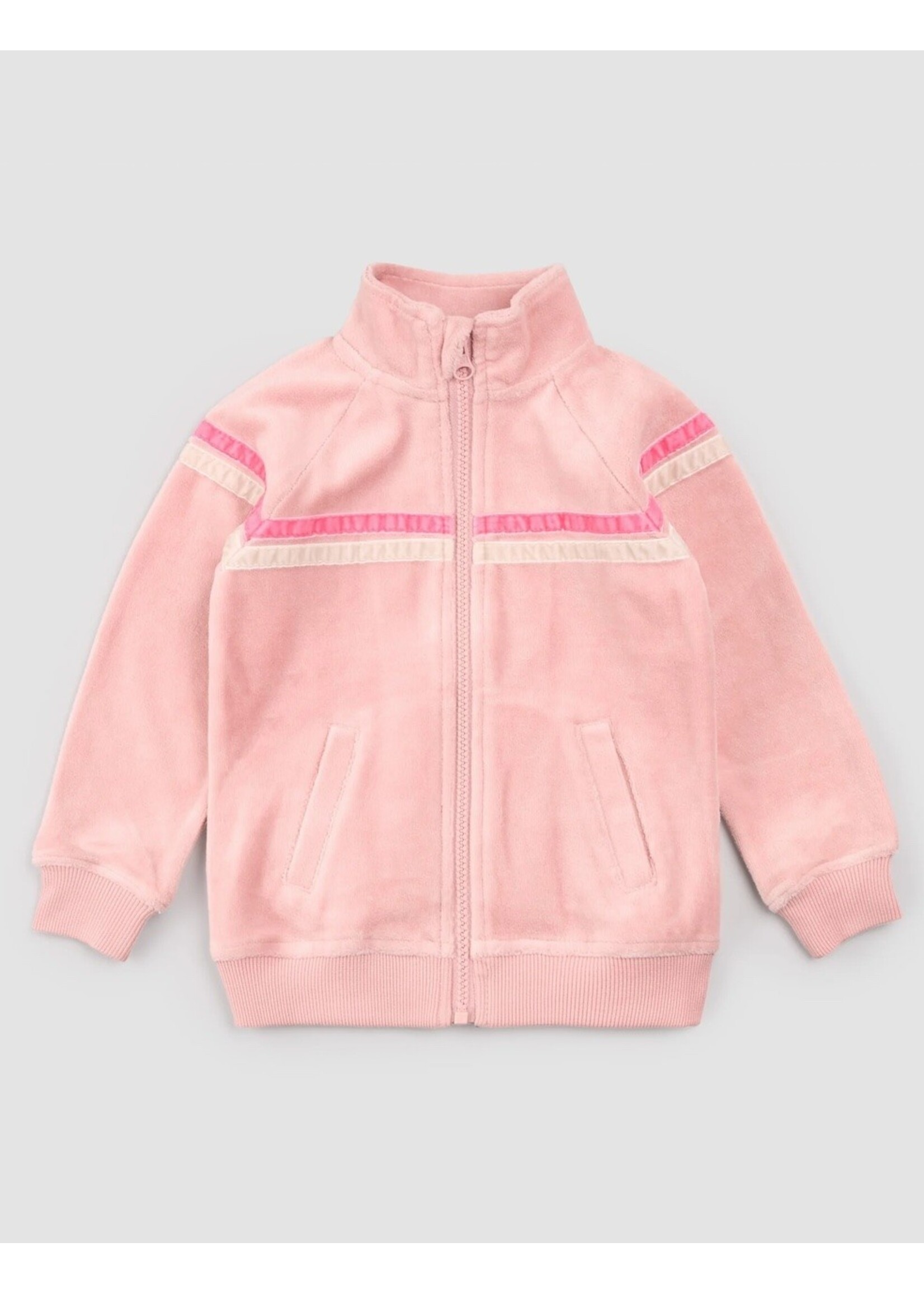 Miles the Label Miles The Label, Retro Stripe Velour Track Jacket || Miles Pink