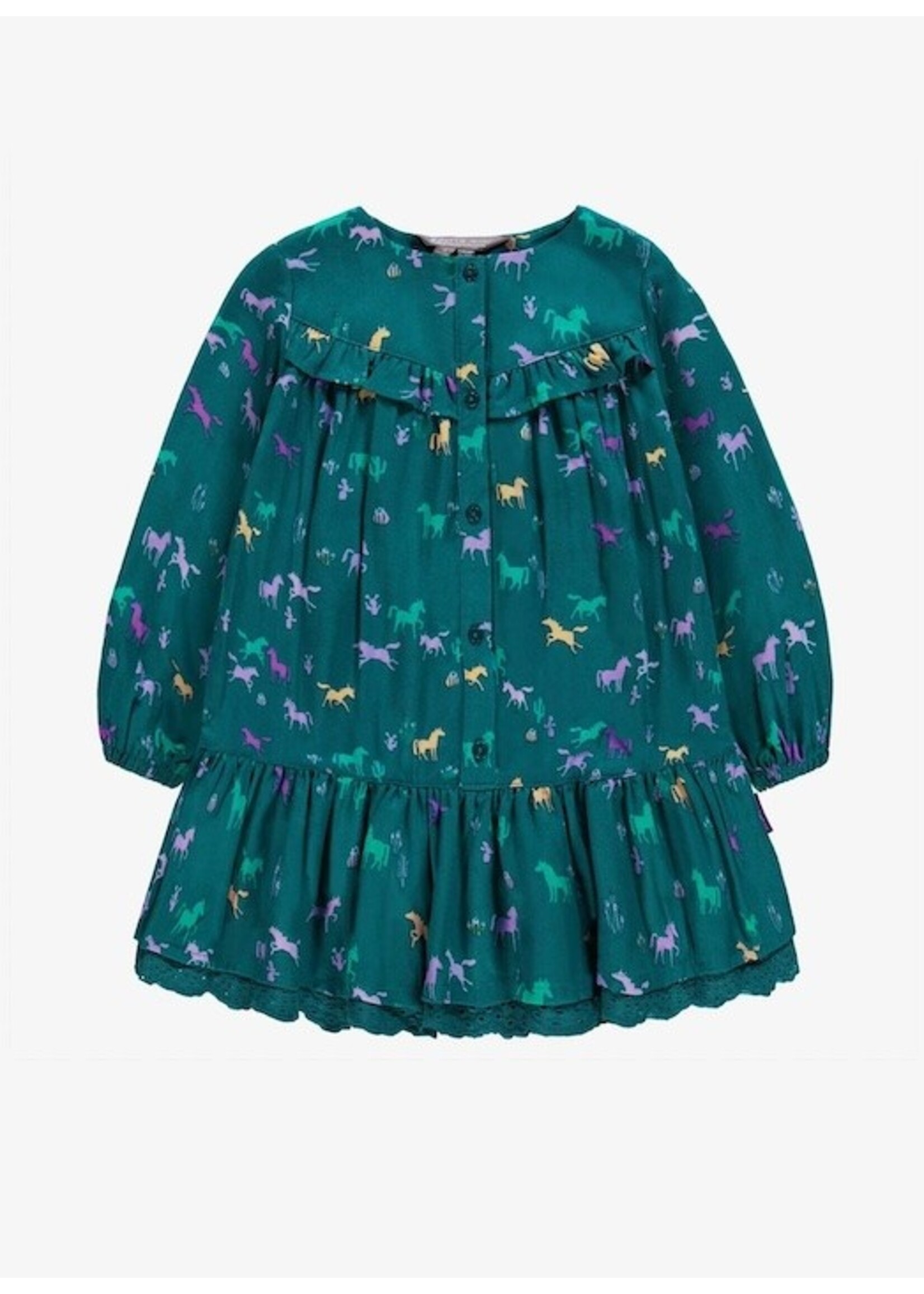 Souris Mini Souris Mini, Horse Paterned Dress || Turquoise