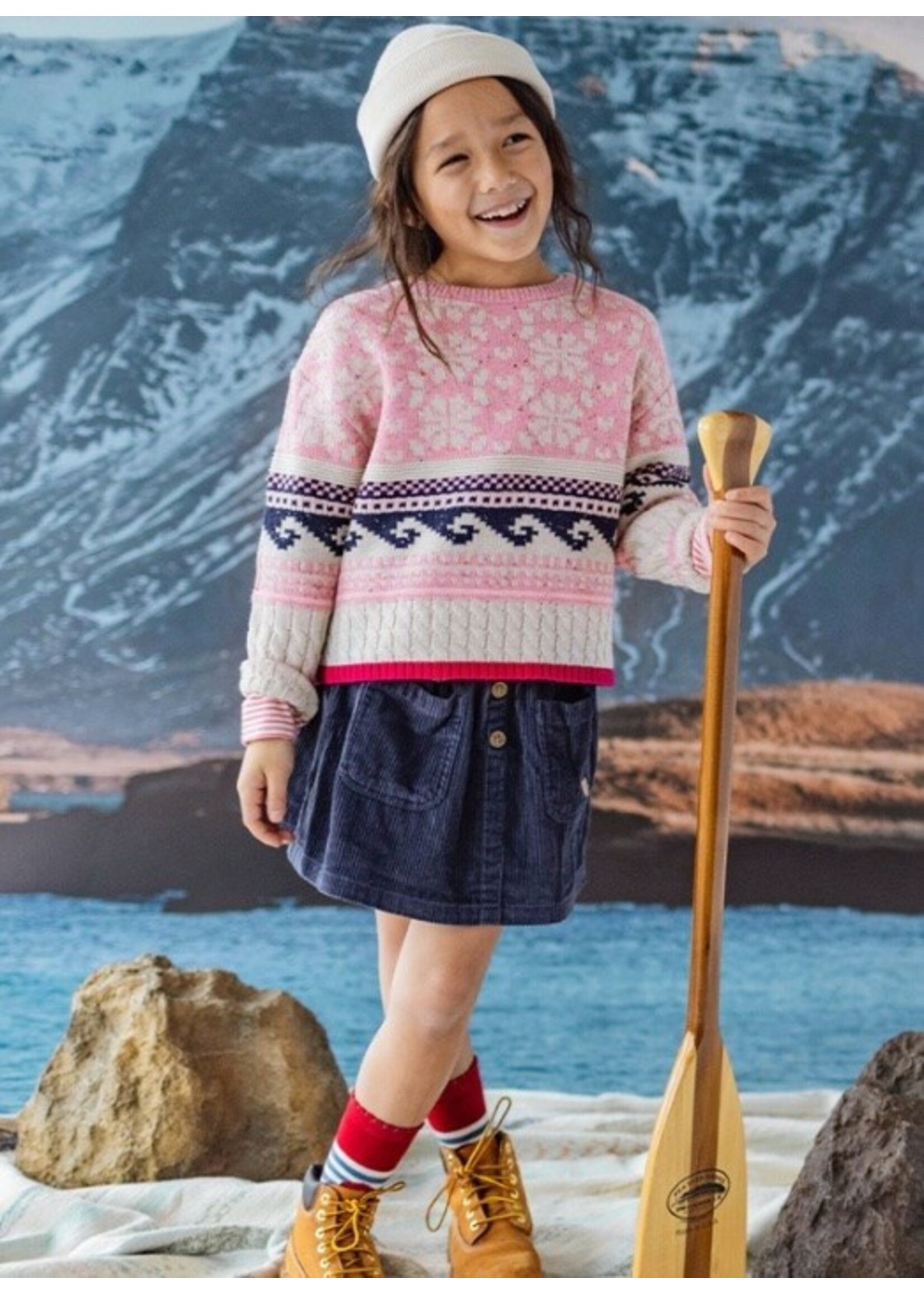 Souris Mini Souris Mini, Corduroy Skirt || Navy Blue