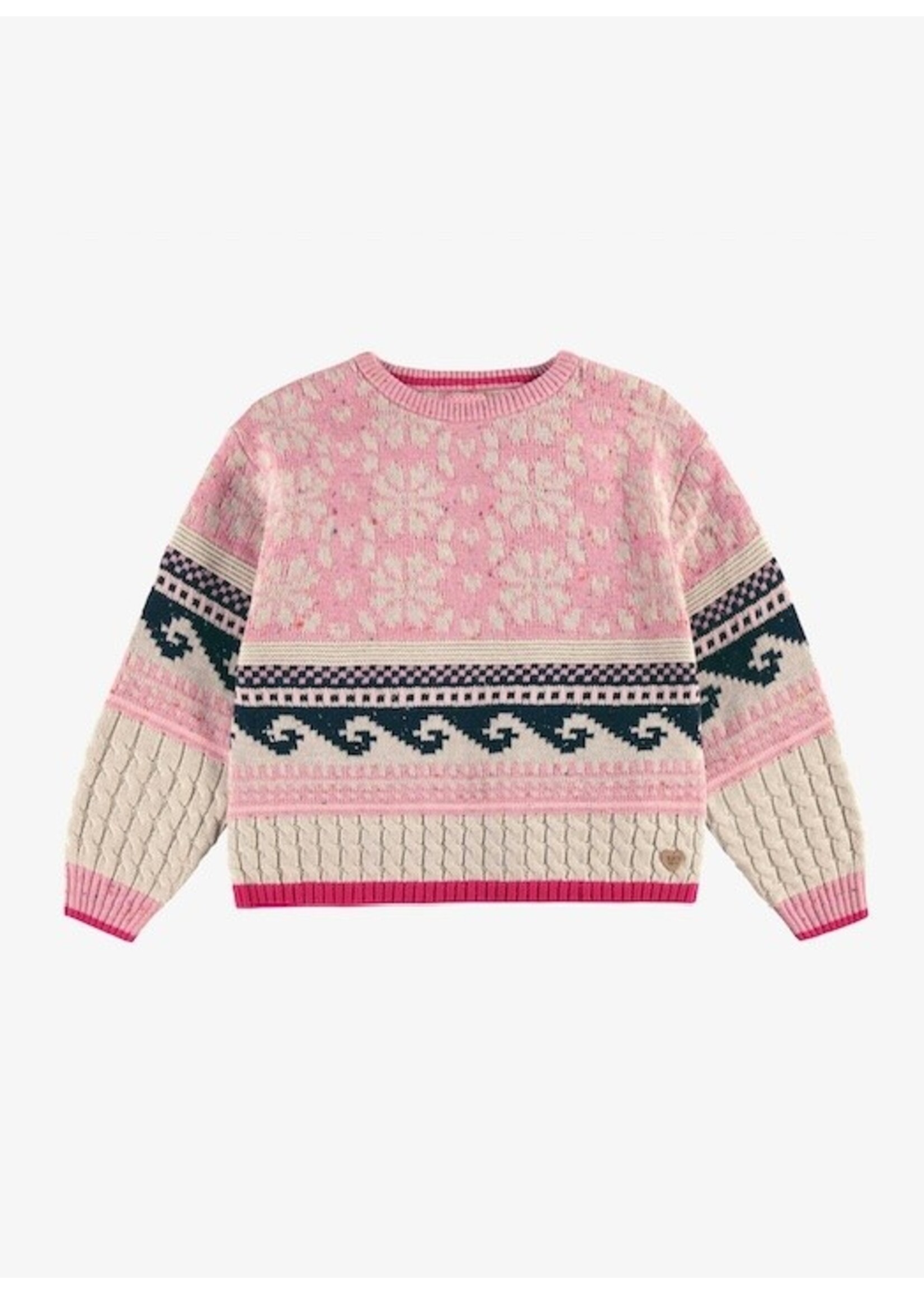 Souris Mini Souris Mini, Nordic Pattern Sweater || Pink Multi