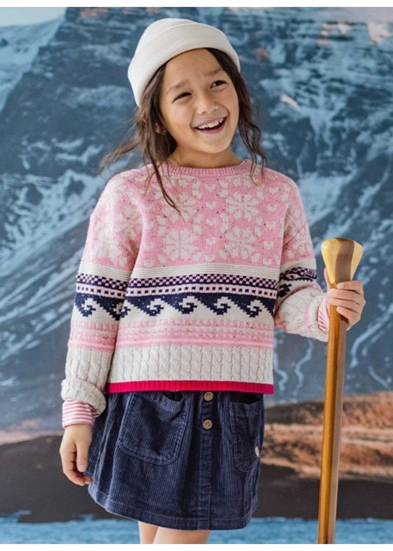 Souris Mini Souris Mini, Nordic Pattern Sweater || Pink Multi