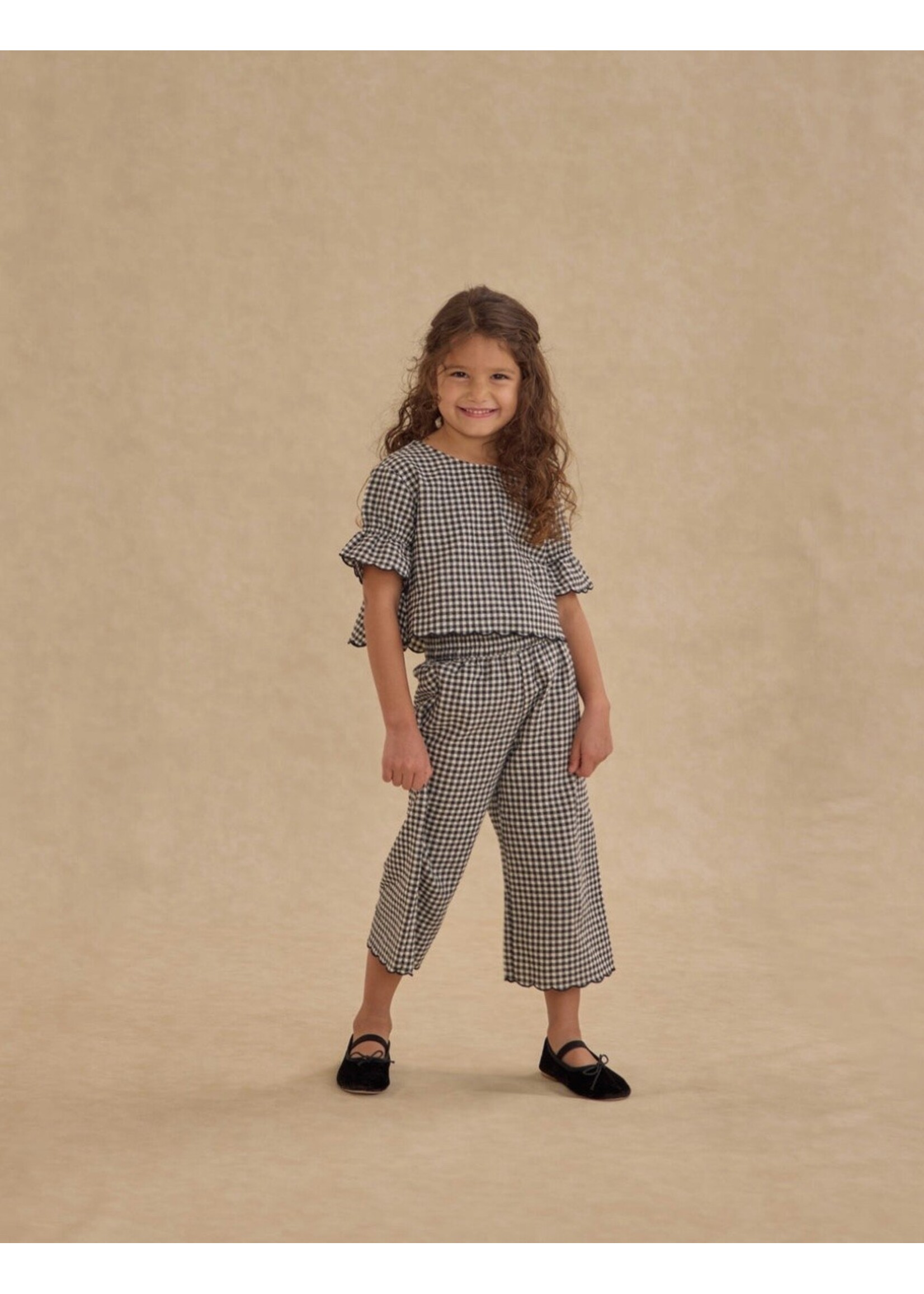 Rylee + Cru Rylee + Cru, Wide Leg Pant || Black Gingham
