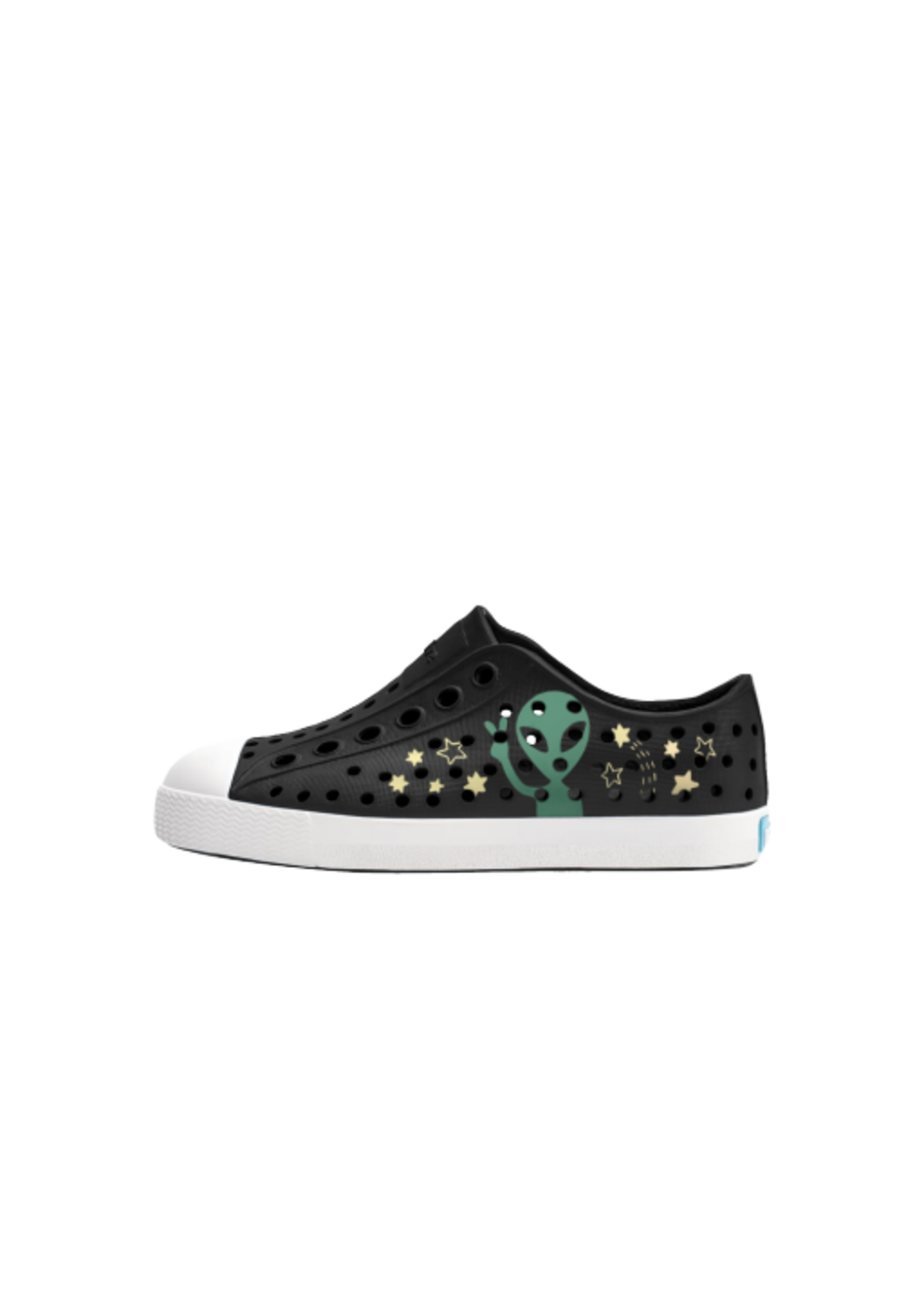 Native Shoes Native Shoes, Jefferson  Sugarlite™ Block Child || Jiffy Black/ Shell White/ Peace Alien Block
