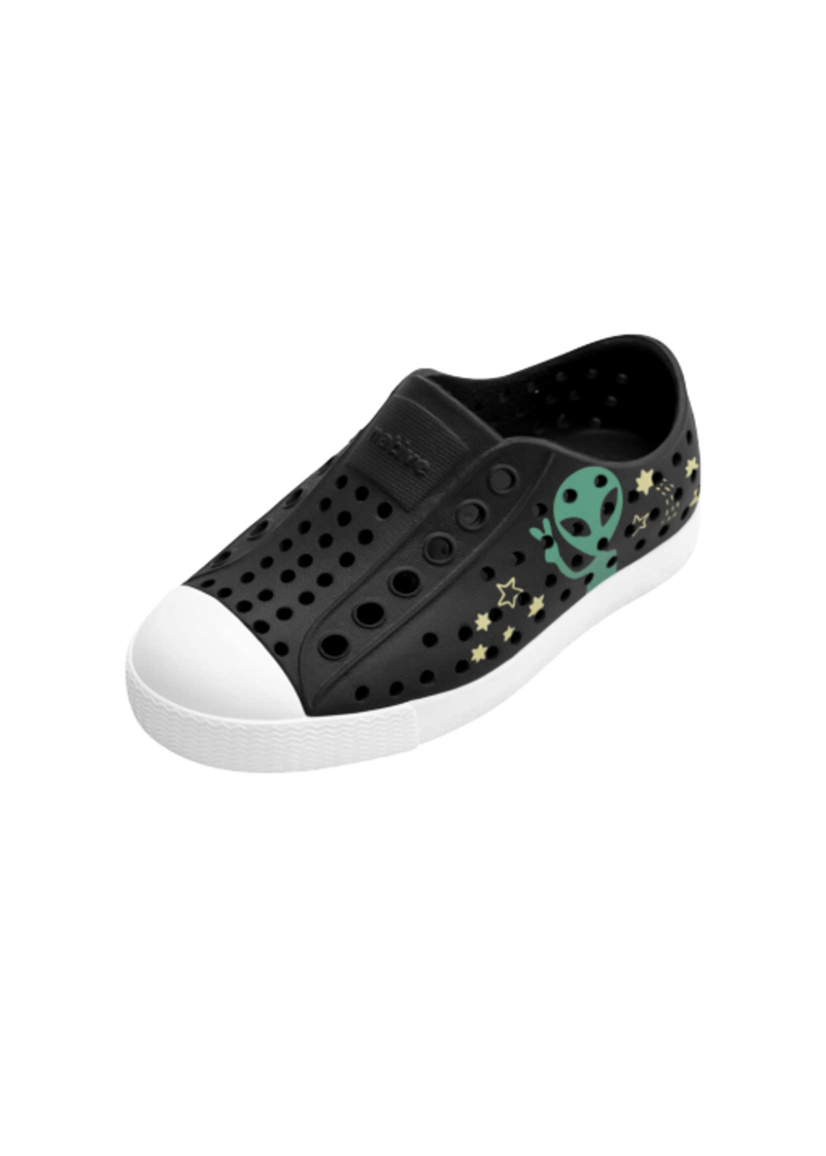 Native Shoes Native Shoes, Jefferson  Sugarlite™ Block Child || Jiffy Black/ Shell White/ Peace Alien Block