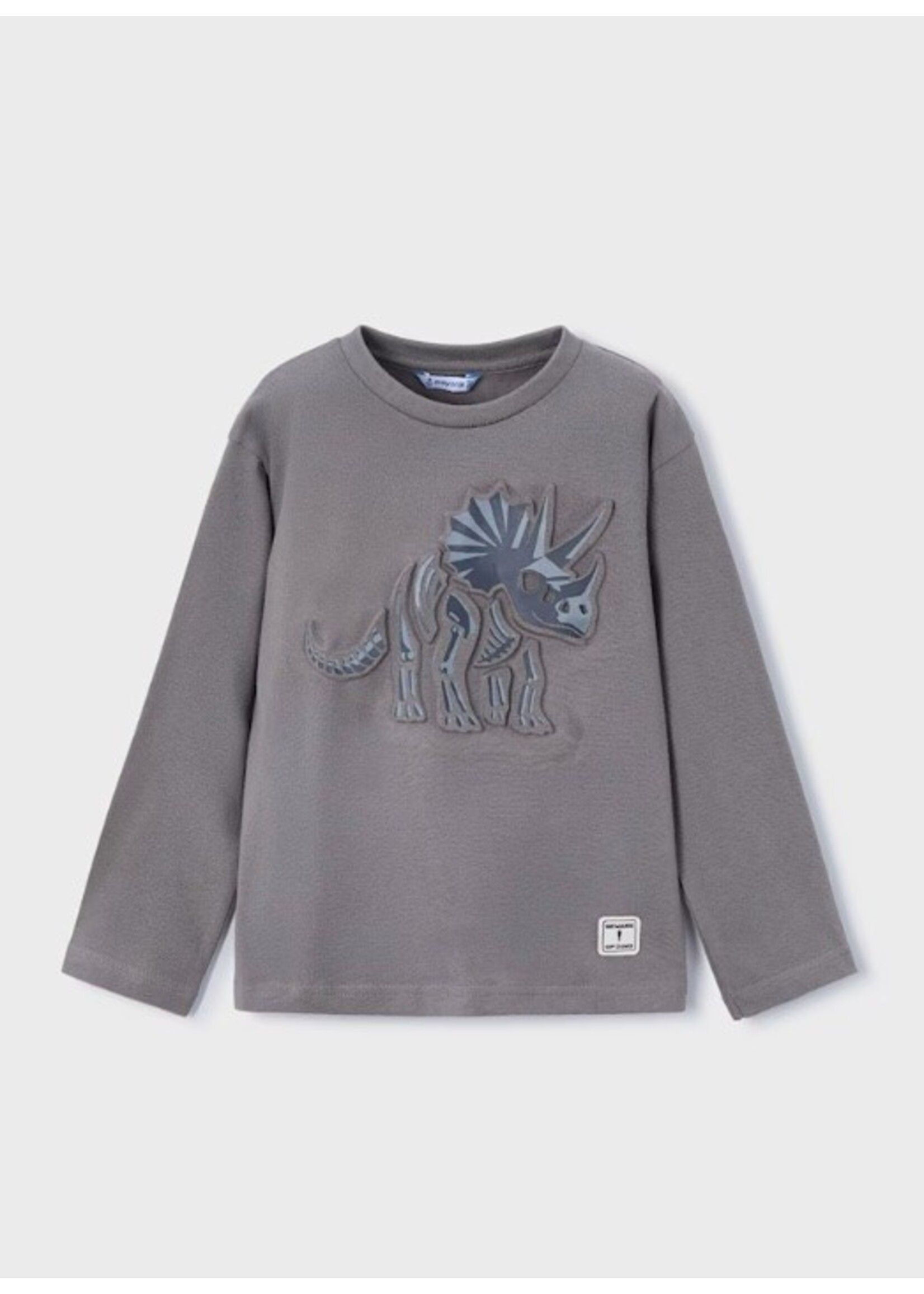 Mayoral Mayoral, Boy Triceratops Printed Long Sleeve T-Shirt || Grey