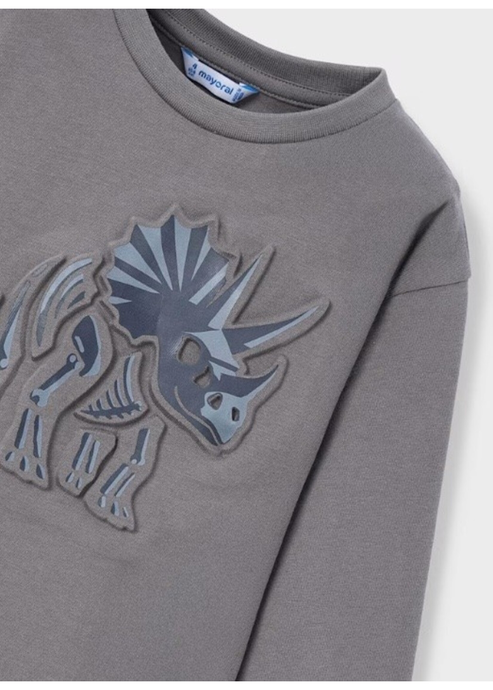 Mayoral Mayoral, Boy Triceratops Printed Long Sleeve T-Shirt || Grey